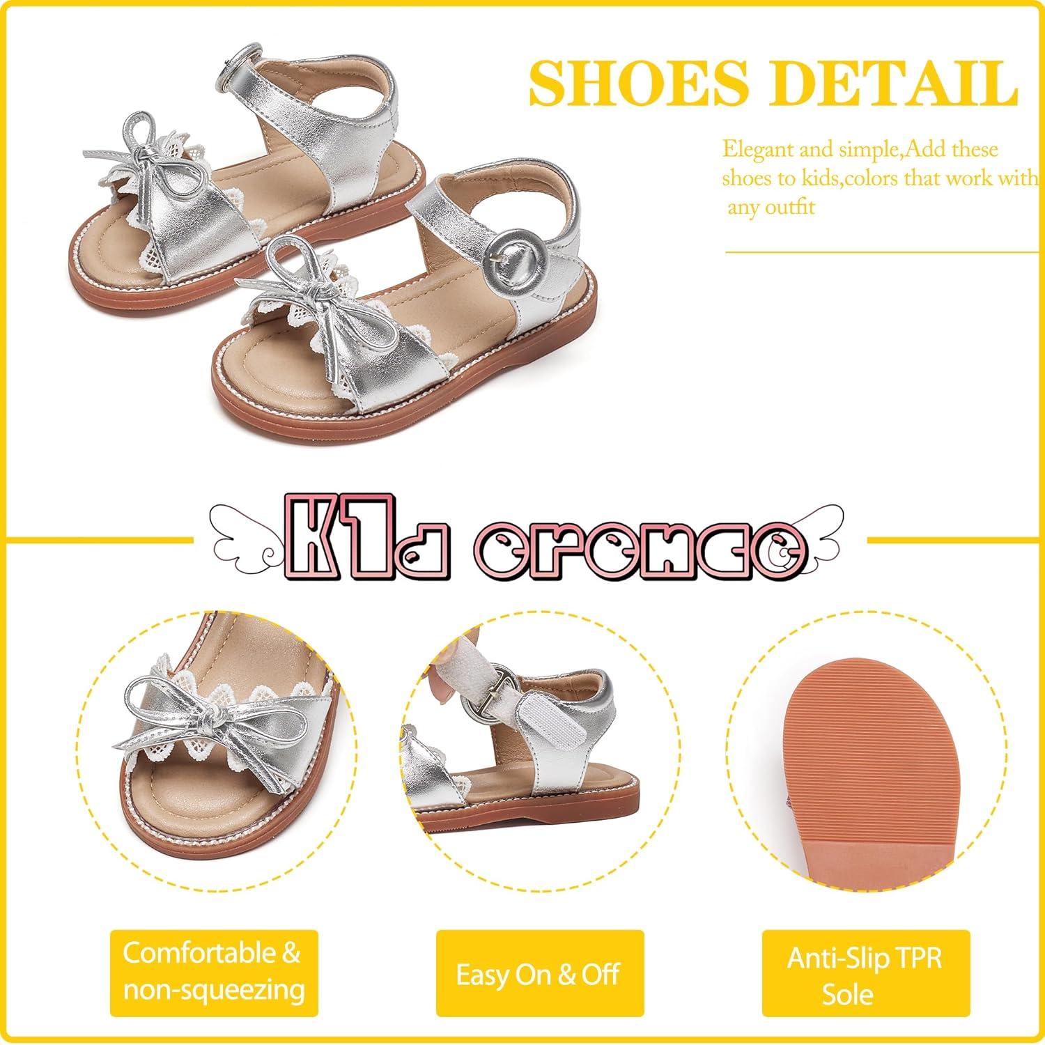 imageKiderence Toddler Girls Sandals Little Girls Kids Summer Shoes Toddler SandalsCk536 Silver