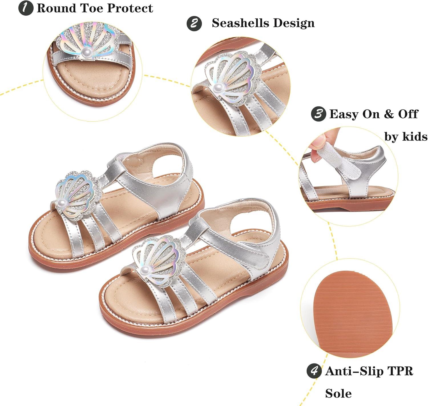 imageKiderence Toddler Girls Sandals Little Girls Kids Summer Shoes Toddler SandalsCk539 Silver