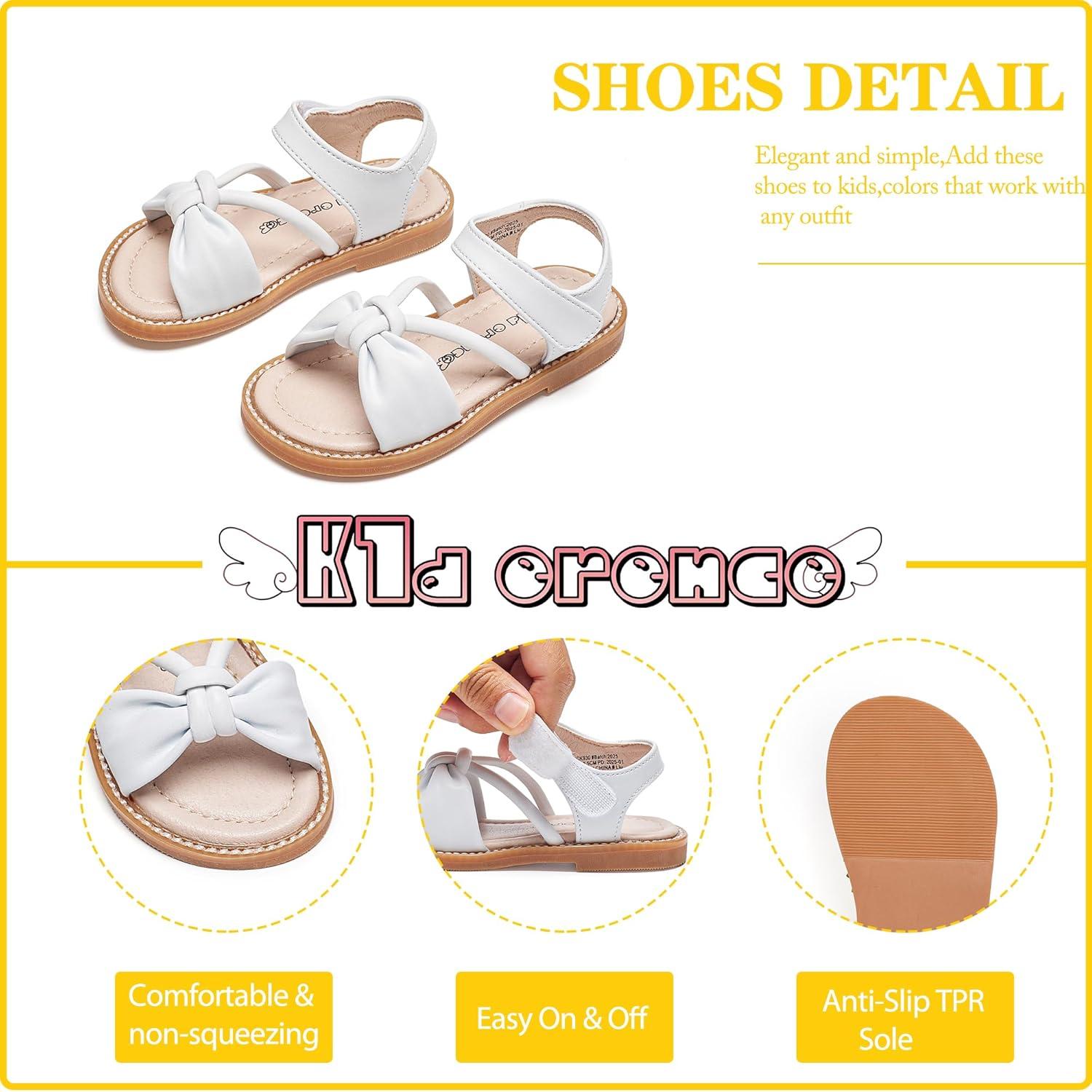 imageKiderence Toddler Girls Sandals Little Girls Kids Summer Shoes Toddler SandalsCk930 White