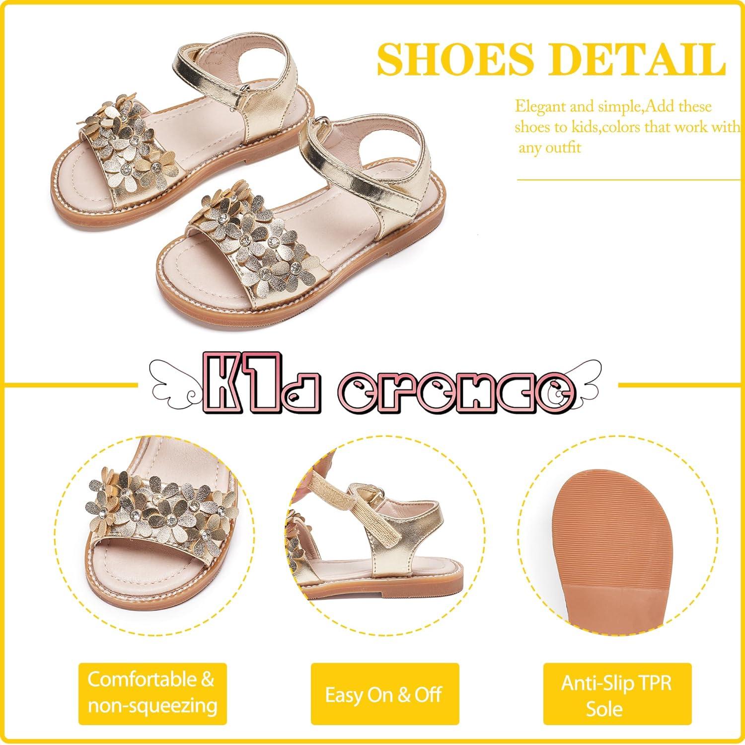 imageKiderence Toddler Girls Sandals Little Girls Kids Summer Shoes Toddler SandalsCk935 Gold