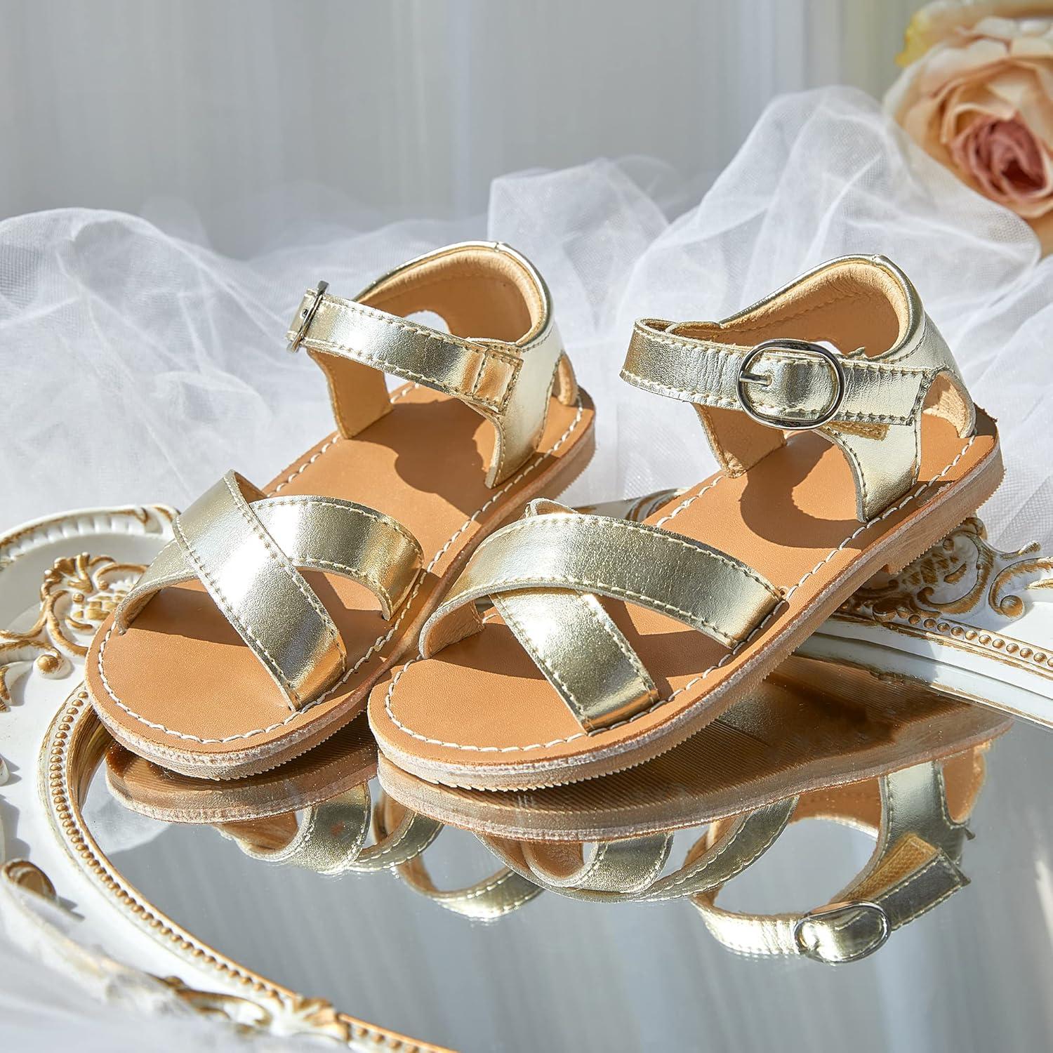 imageKiderence Toddler Girls Sandals Little Girls Kids Summer Shoes Toddler SandalsF619 Gold