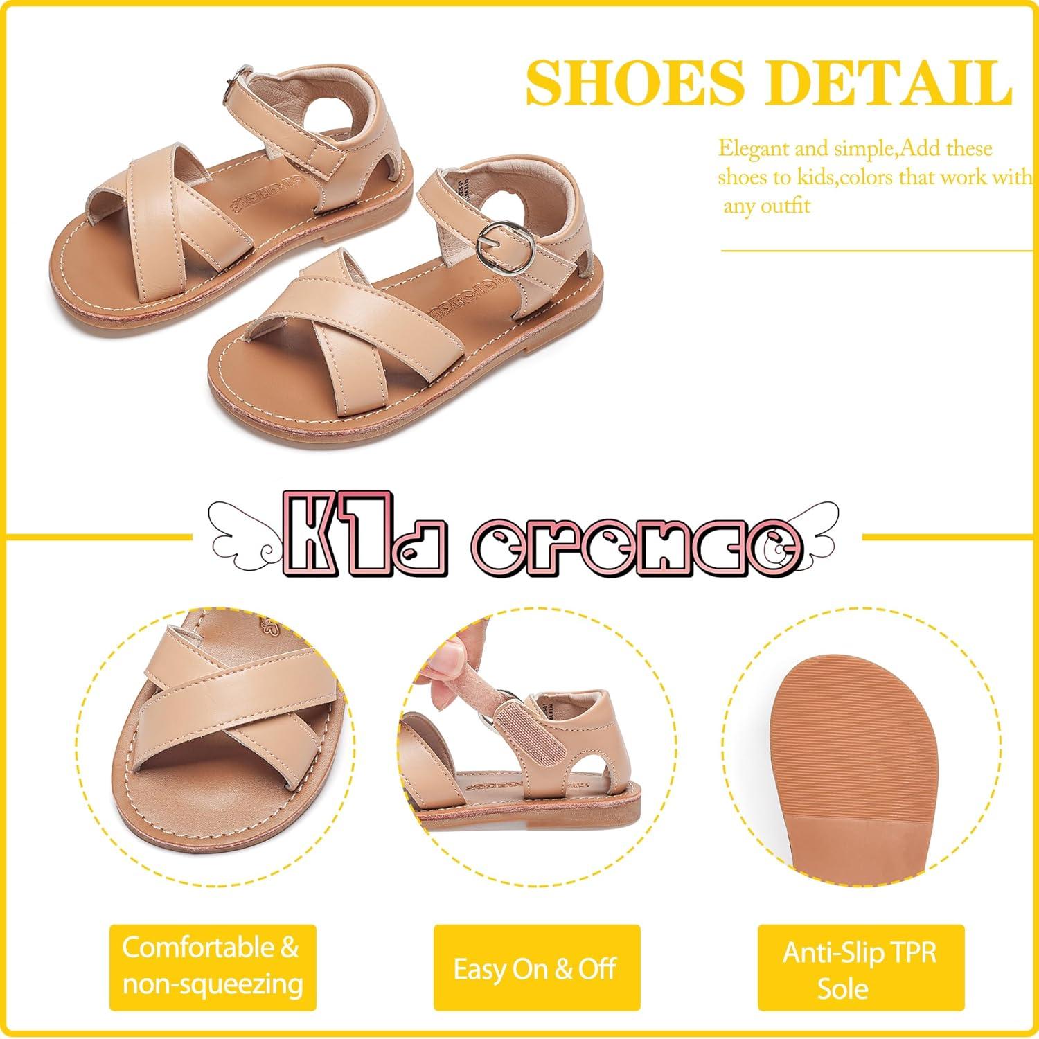 imageKiderence Toddler Girls Sandals Little Girls Kids Summer Shoes Toddler SandalsF619 Nude