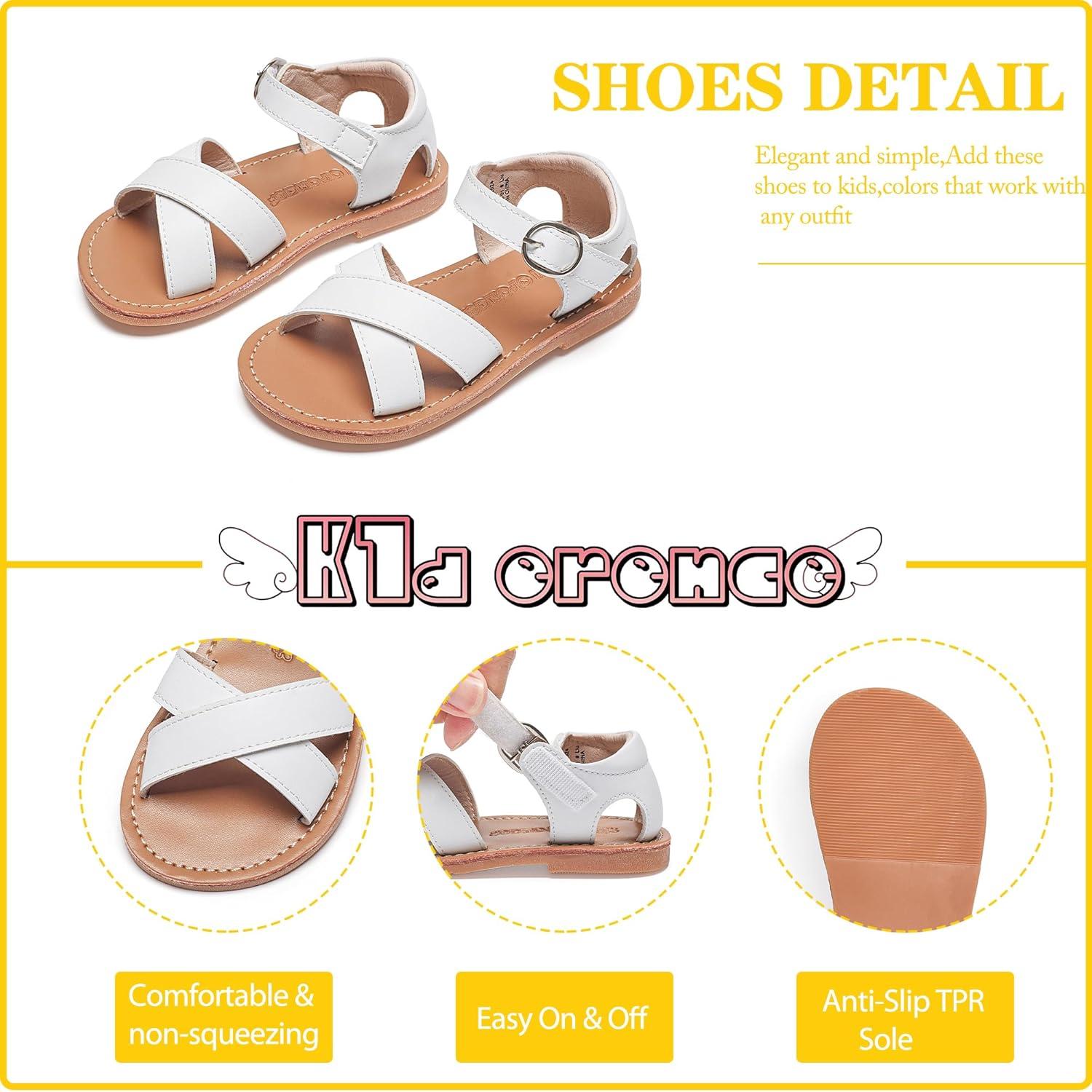imageKiderence Toddler Girls Sandals Little Girls Kids Summer Shoes Toddler SandalsF619 White