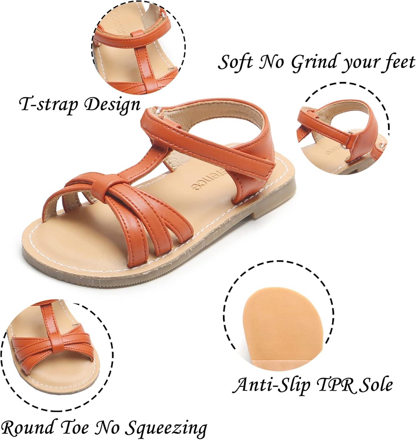 imageKiderence Toddler Girls Sandals Little Girls Kids Summer Shoes Toddler SandalsF628 Brown