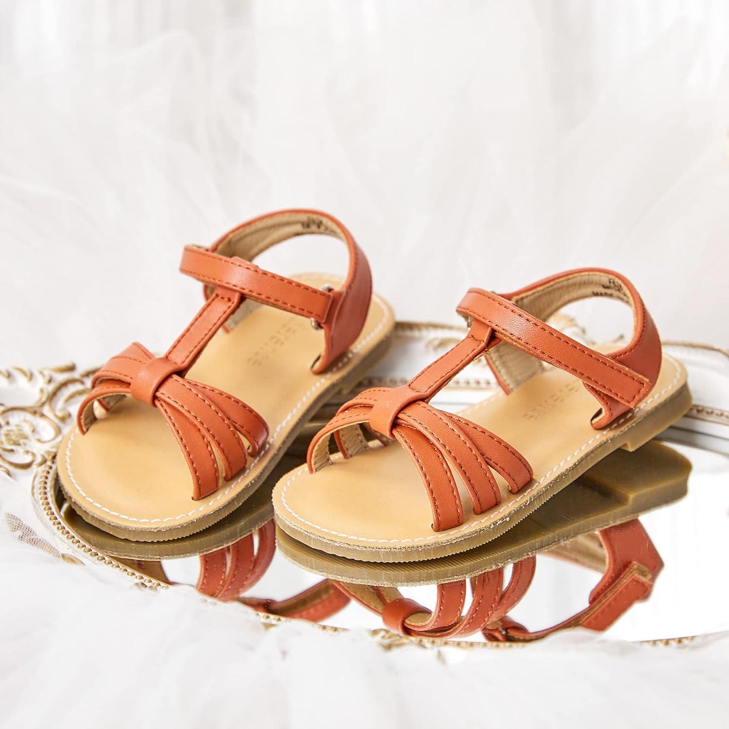 imageKiderence Toddler Girls Sandals Little Girls Kids Summer Shoes Toddler SandalsF628 Brown