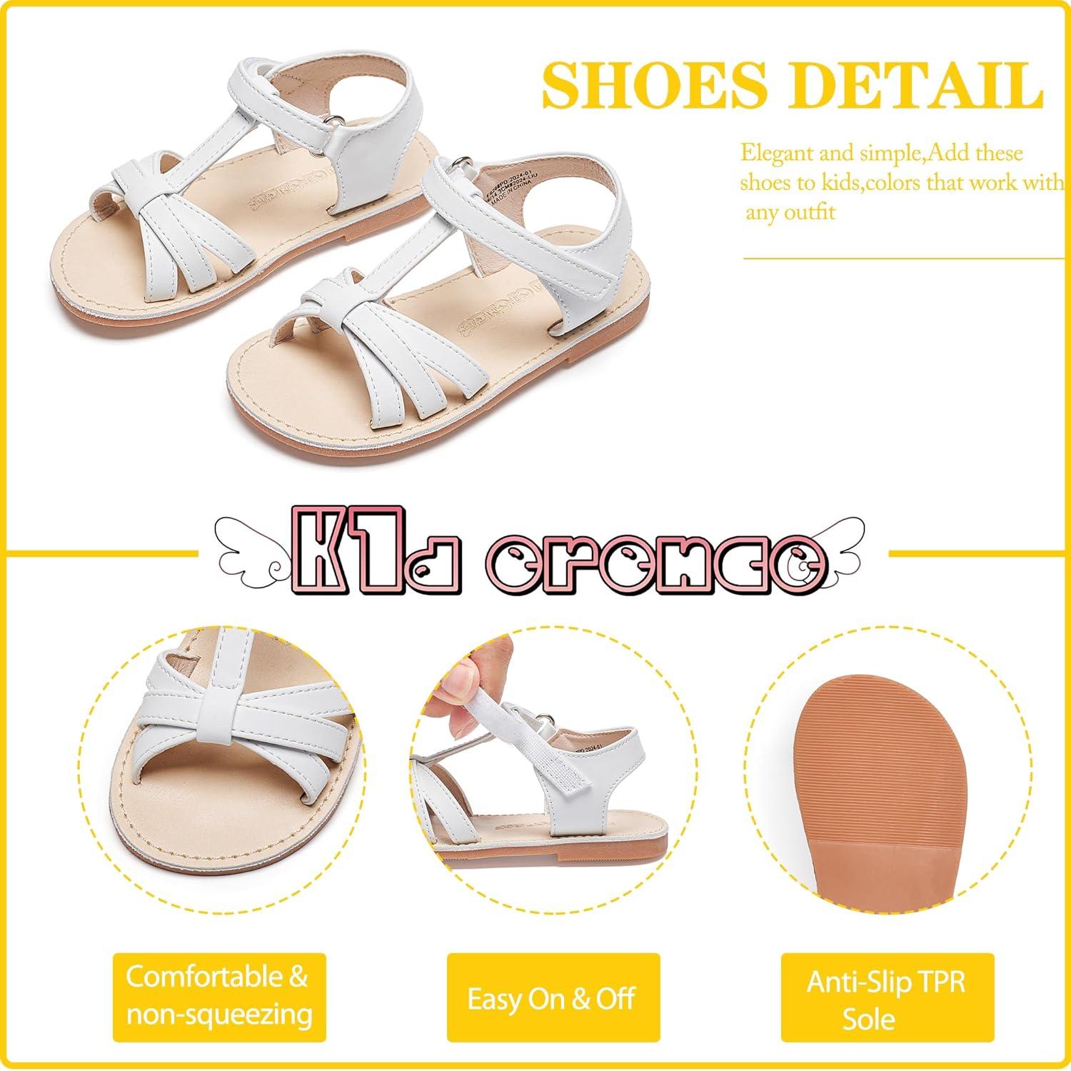 imageKiderence Toddler Girls Sandals Little Girls Kids Summer Shoes Toddler SandalsF628 White
