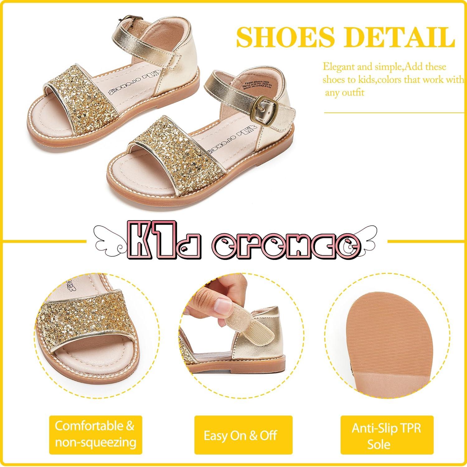 imageKiderence Toddler Girls Sandals Little Girls Kids Summer Shoes Toddler SandalsFk680 Gold