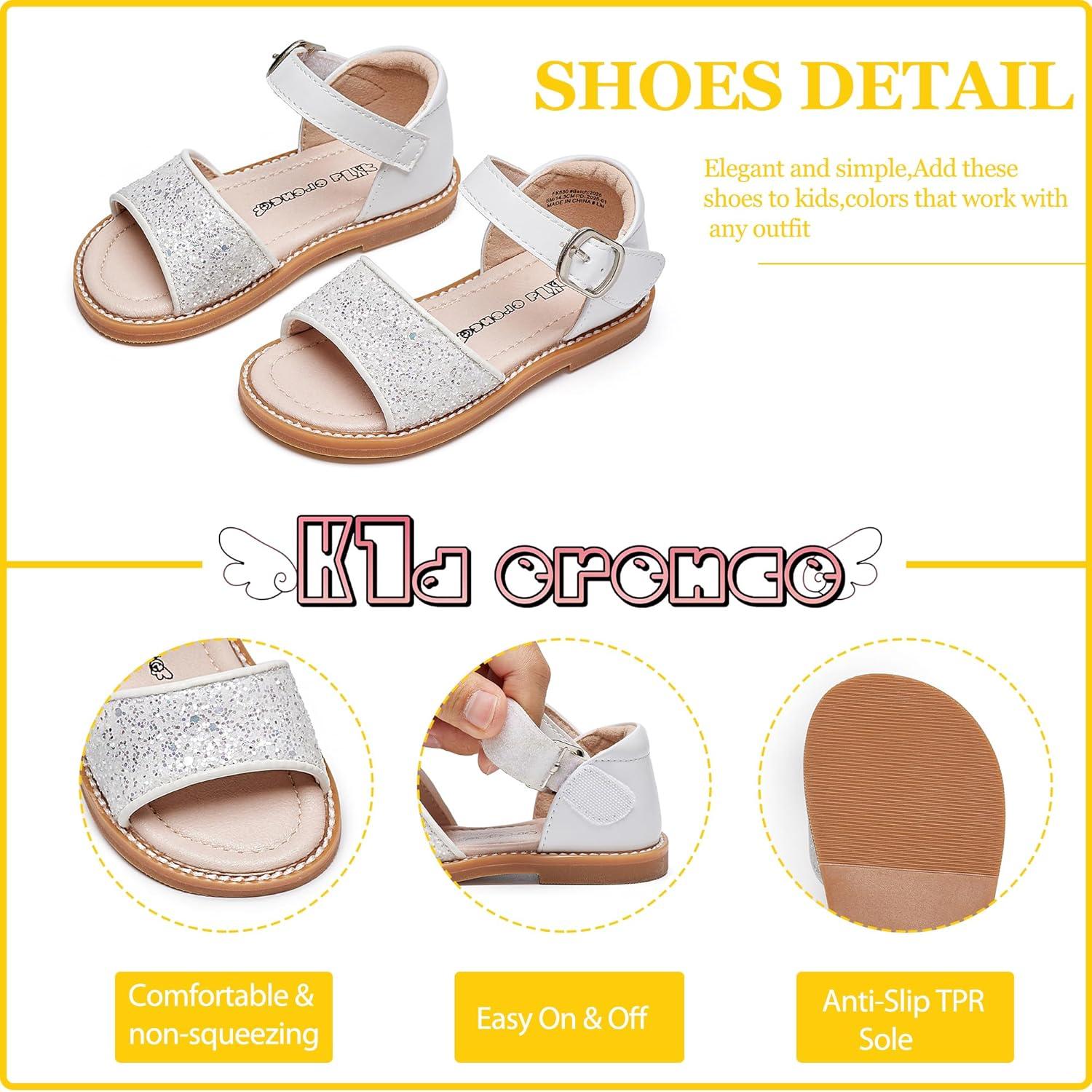 imageKiderence Toddler Girls Sandals Little Girls Kids Summer Shoes Toddler SandalsFk680 White