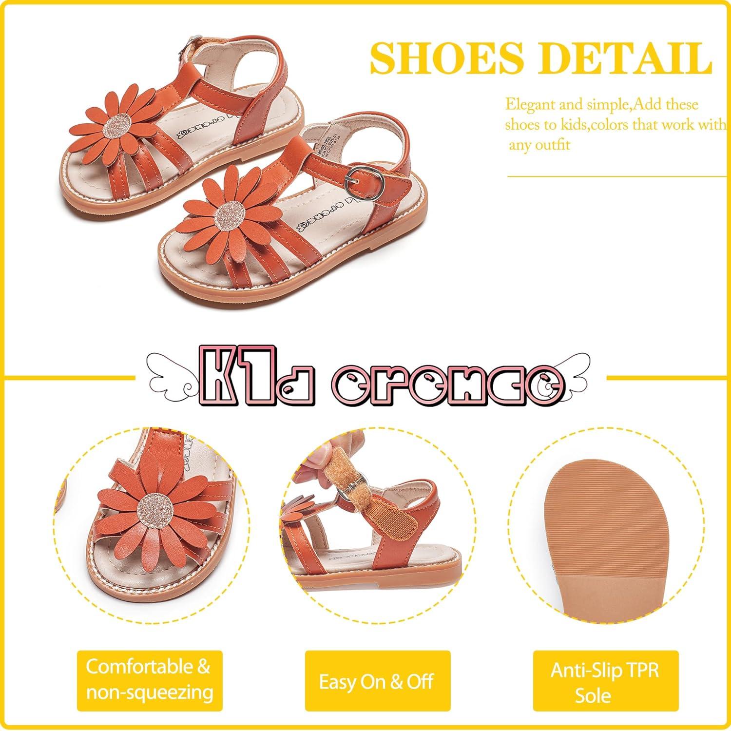 imageKiderence Toddler Girls Sandals Little Girls Kids Summer Shoes Toddler SandalsFk681 Brown