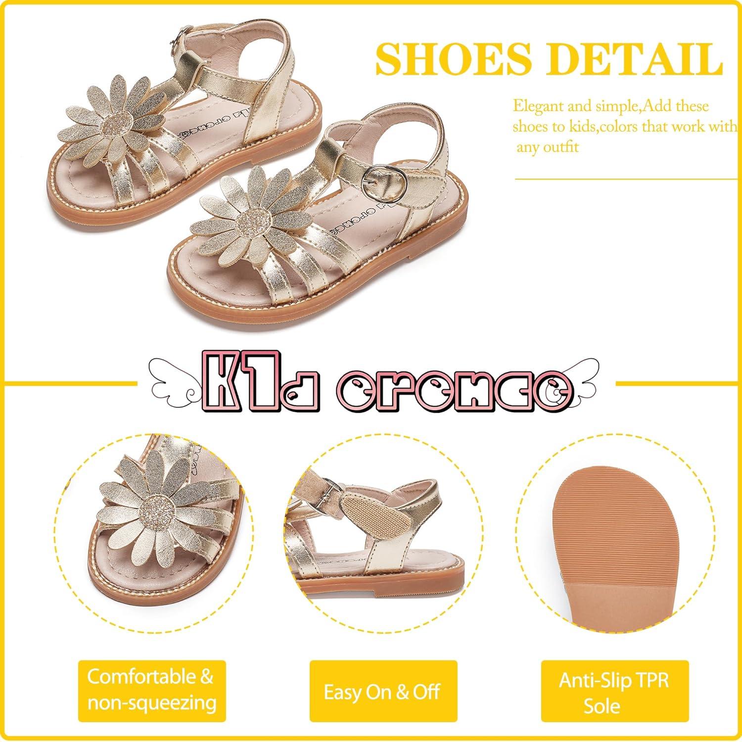 imageKiderence Toddler Girls Sandals Little Girls Kids Summer Shoes Toddler SandalsFk681 Gold