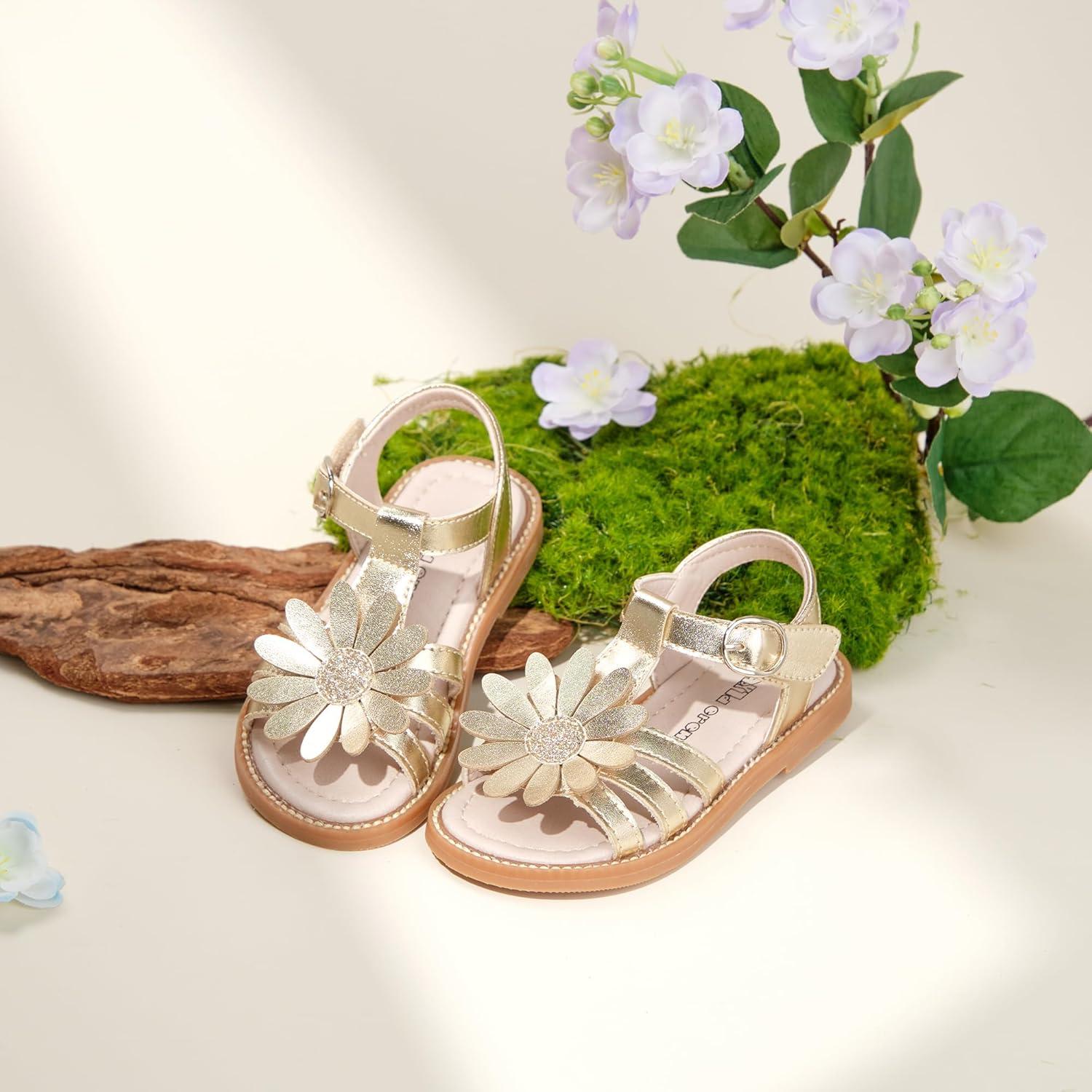 imageKiderence Toddler Girls Sandals Little Girls Kids Summer Shoes Toddler SandalsFk681 Gold