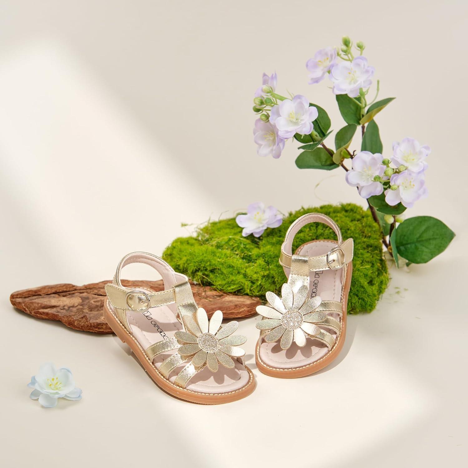 imageKiderence Toddler Girls Sandals Little Girls Kids Summer Shoes Toddler SandalsFk681 Gold