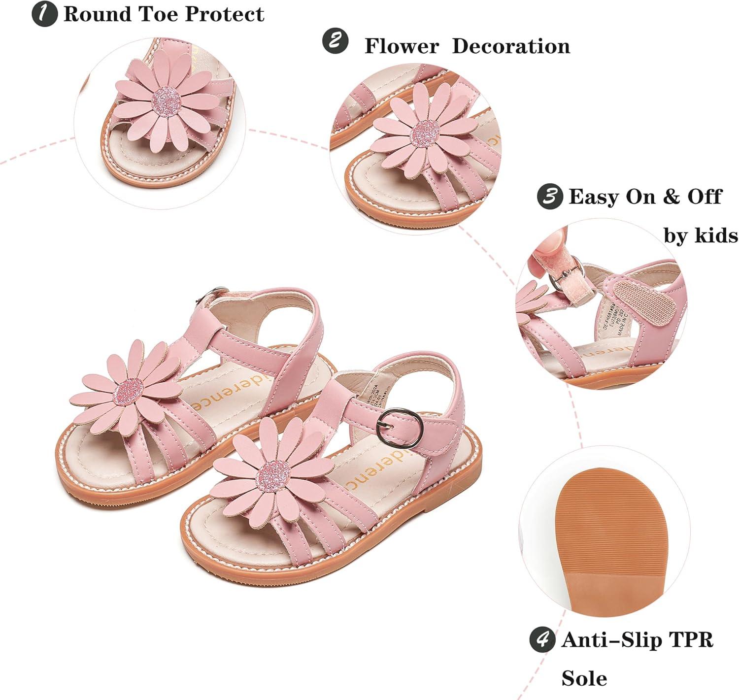 imageKiderence Toddler Girls Sandals Little Girls Kids Summer Shoes Toddler SandalsFk681 Pink