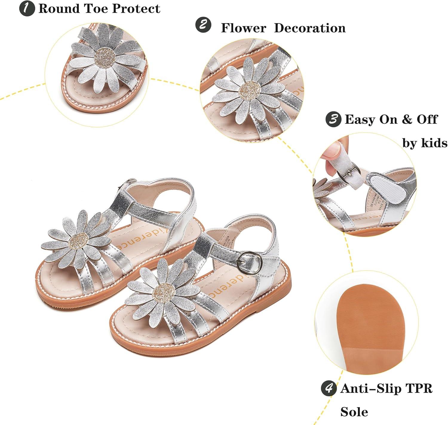 imageKiderence Toddler Girls Sandals Little Girls Kids Summer Shoes Toddler SandalsFk681 Silver