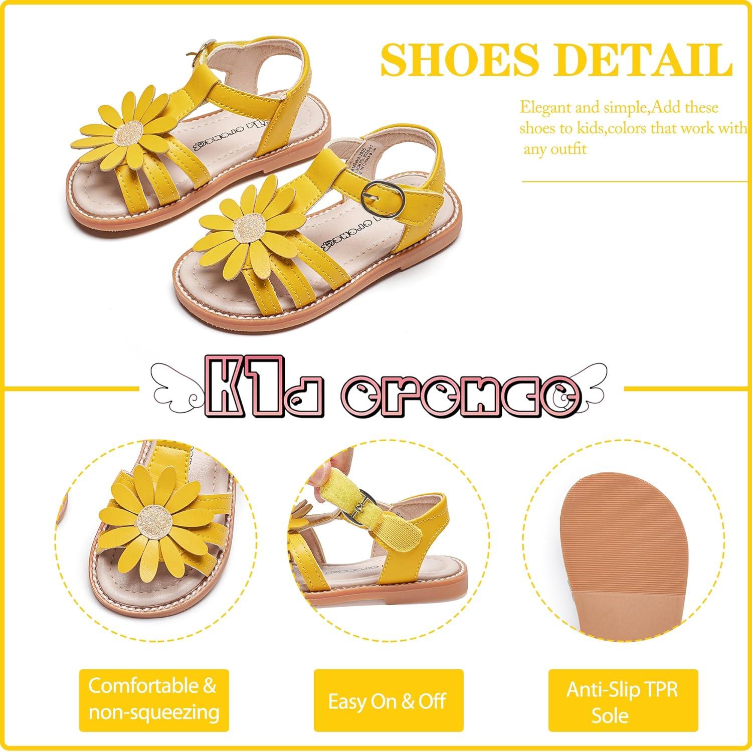 imageKiderence Toddler Girls Sandals Little Girls Kids Summer Shoes Toddler SandalsFk681 Yellow