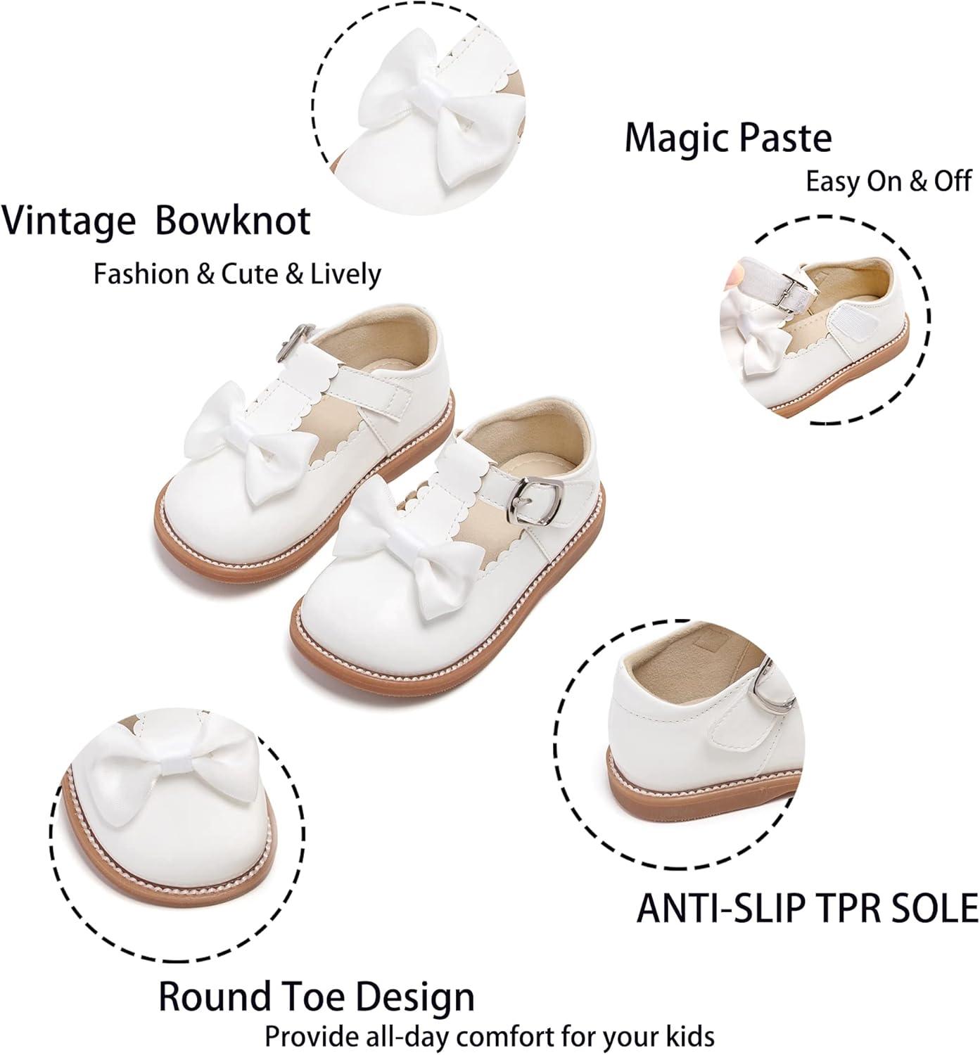 imageKiderence Toddler Little Girl Mary Jane Dress Shoes School Oxford for Girls FlatsCk331 White