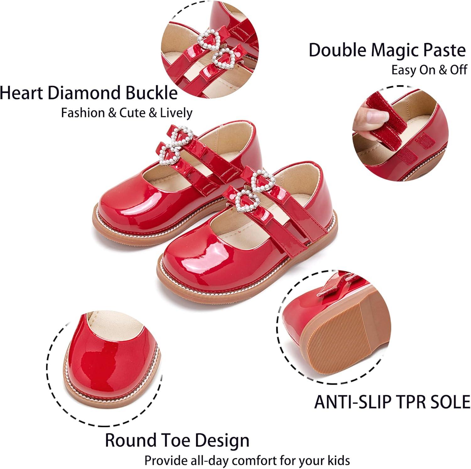 imageKiderence Toddler Little Girl Mary Jane Dress Shoes School Oxford for Girls FlatsCk336 Red