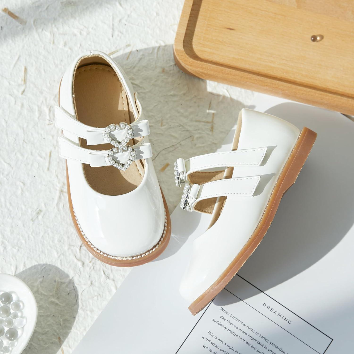 imageKiderence Toddler Little Girl Mary Jane Dress Shoes School Oxford for Girls FlatsCk336 White