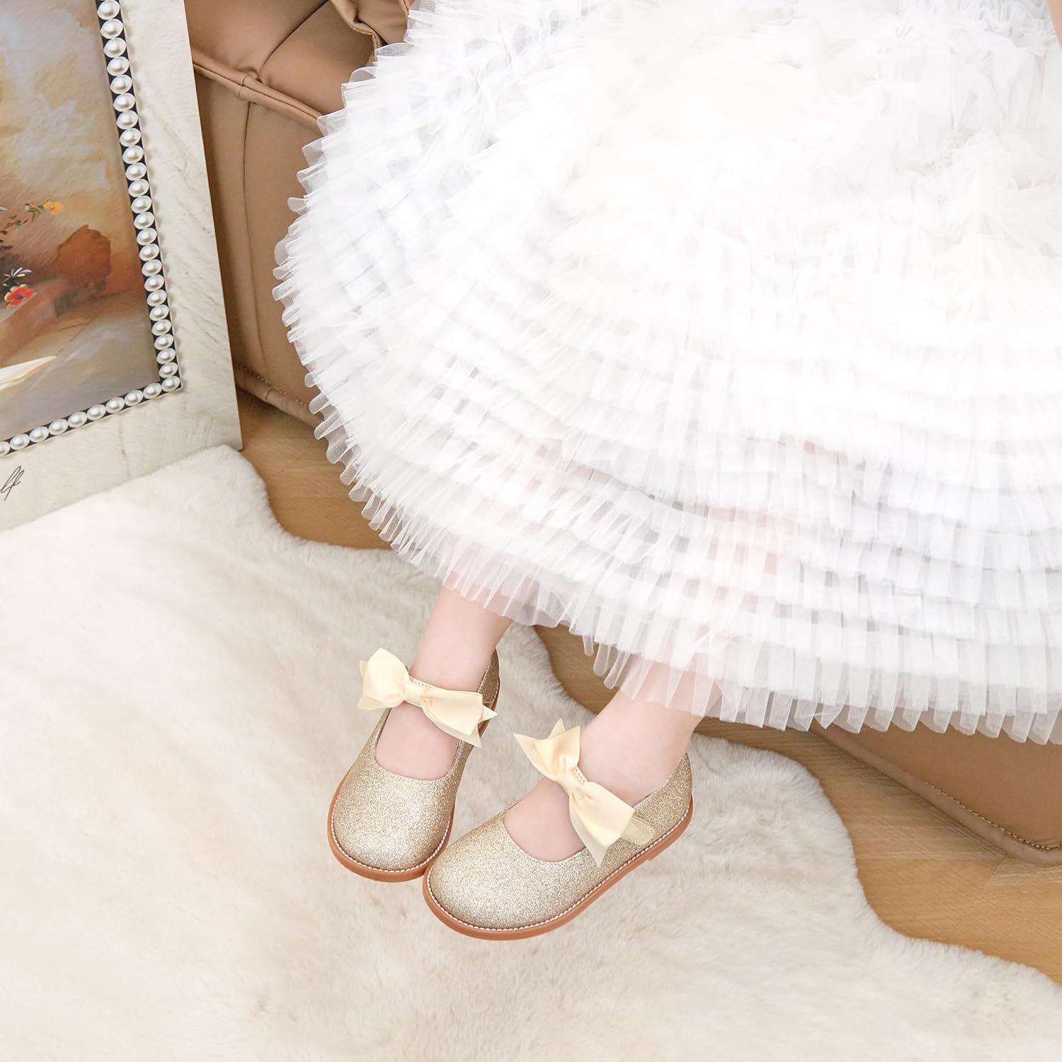 imageKiderence Toddler Little Girl Mary Jane Dress Shoes School Oxford for Girls FlatsCk504 Gold