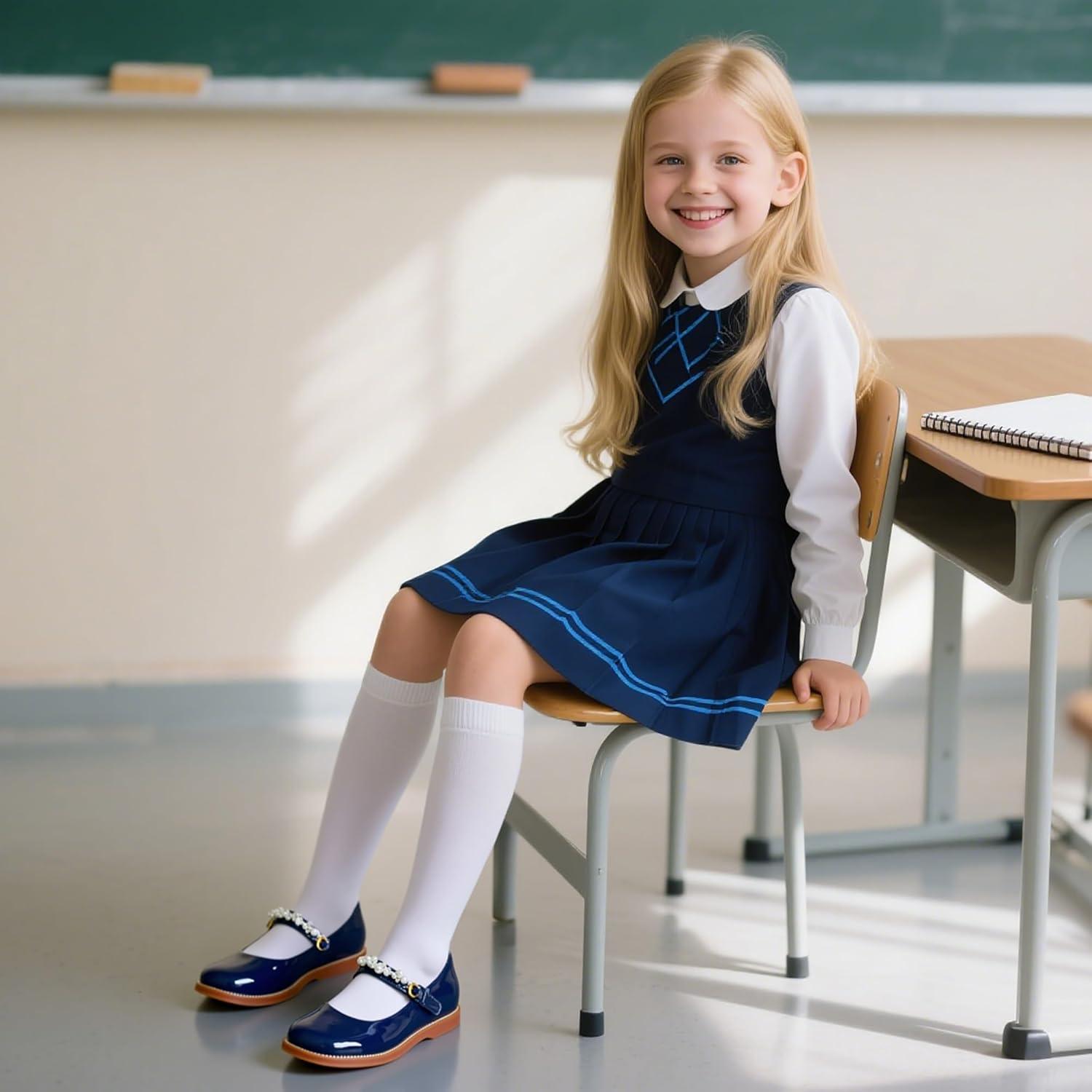 imageKiderence Toddler Little Girl Mary Jane Dress Shoes School Oxford for Girls FlatsCk505 Navy Blue