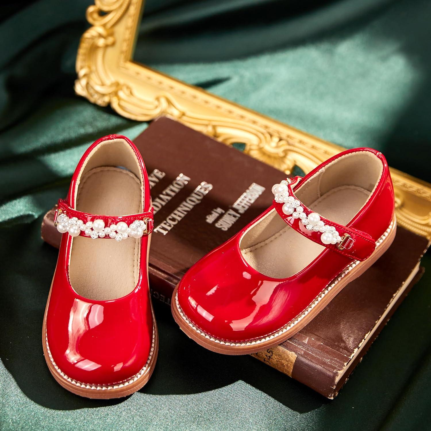 imageKiderence Toddler Little Girl Mary Jane Dress Shoes School Oxford for Girls FlatsCk505 Red