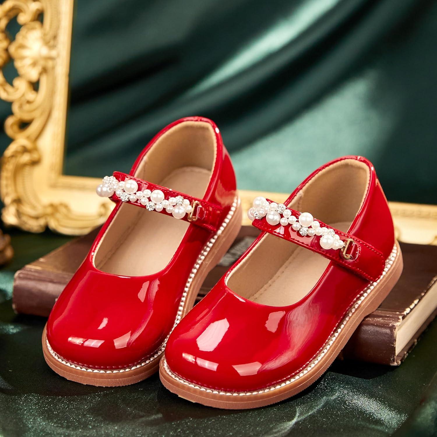 imageKiderence Toddler Little Girl Mary Jane Dress Shoes School Oxford for Girls FlatsCk505 Red