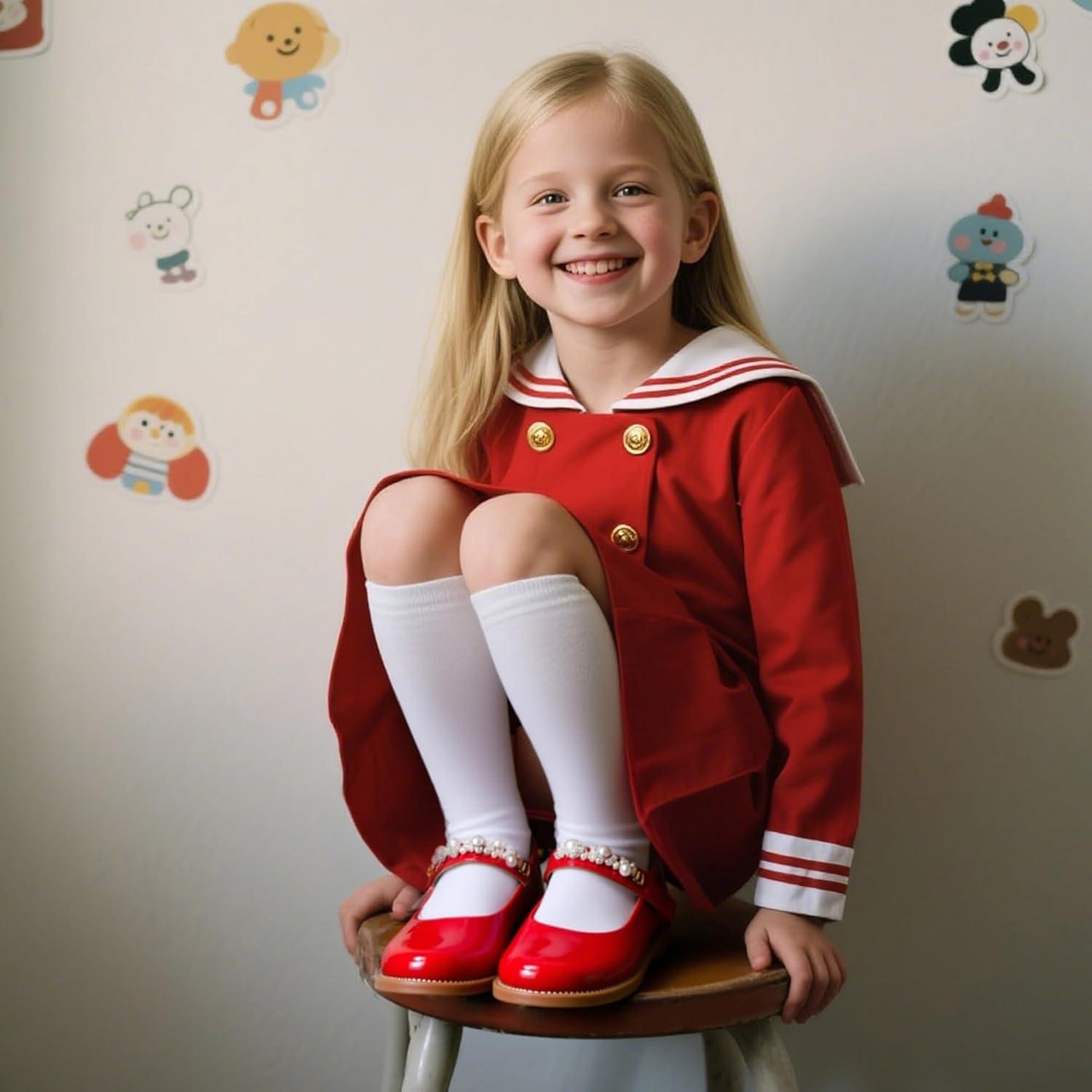 imageKiderence Toddler Little Girl Mary Jane Dress Shoes School Oxford for Girls FlatsCk505 Red