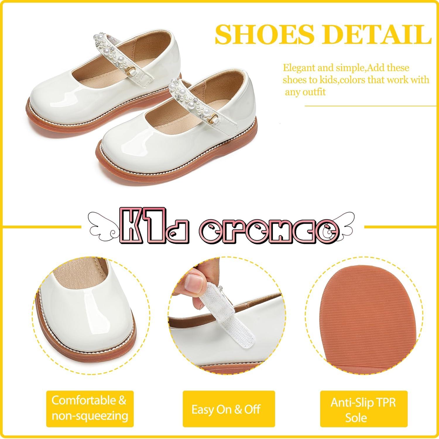 imageKiderence Toddler Little Girl Mary Jane Dress Shoes School Oxford for Girls FlatsCk505 White
