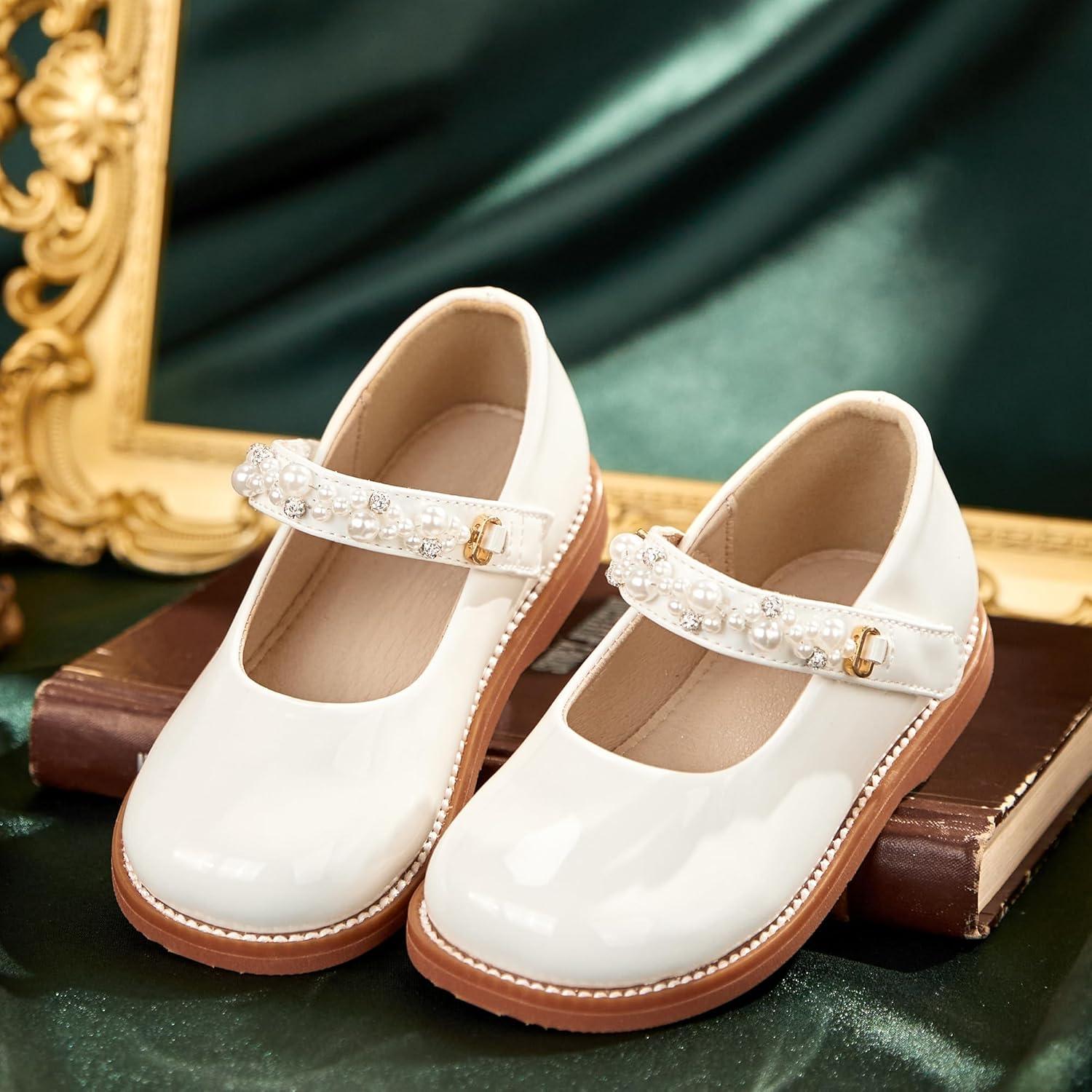 imageKiderence Toddler Little Girl Mary Jane Dress Shoes School Oxford for Girls FlatsCk505 White