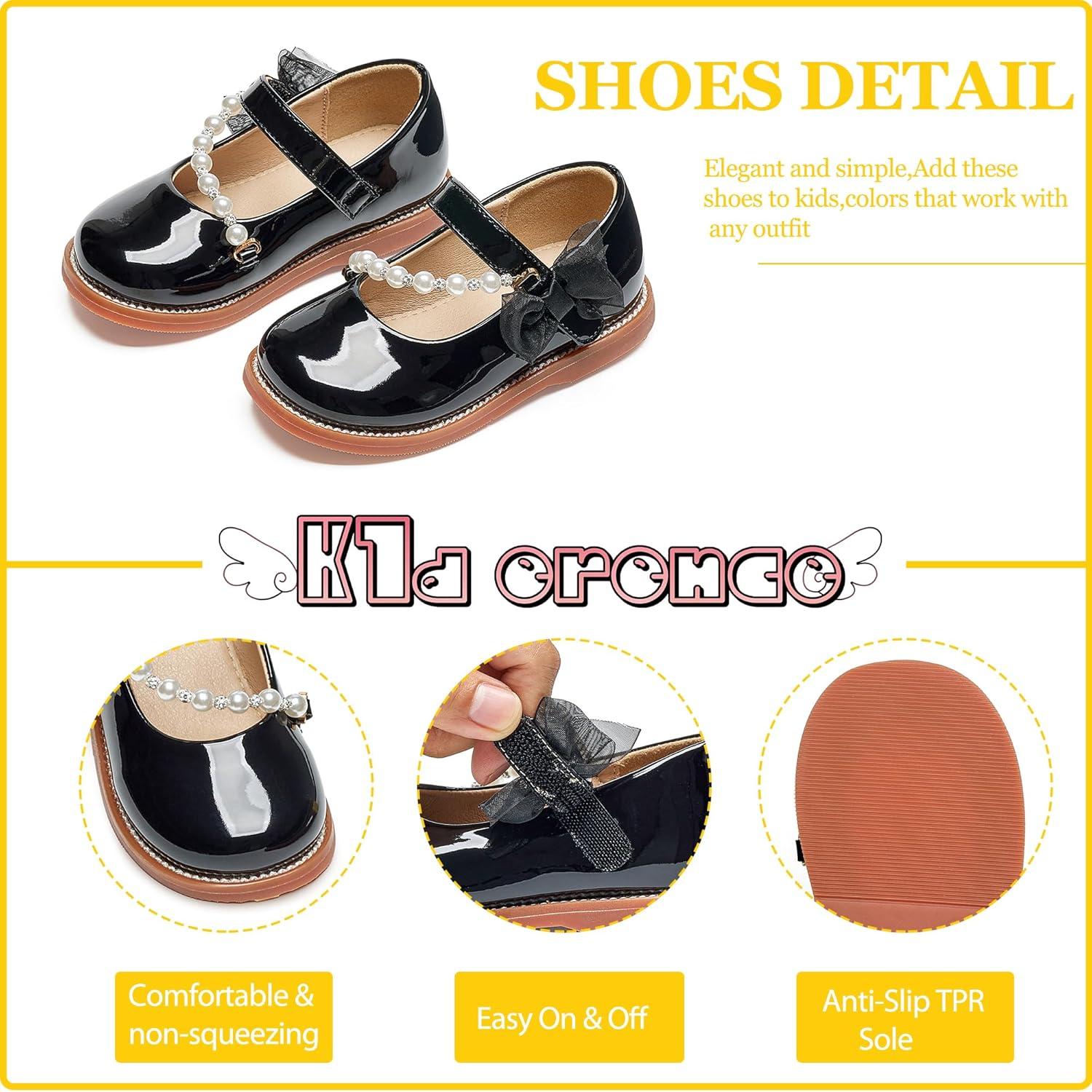 imageKiderence Toddler Little Girl Mary Jane Dress Shoes School Oxford for Girls FlatsCk507 Black