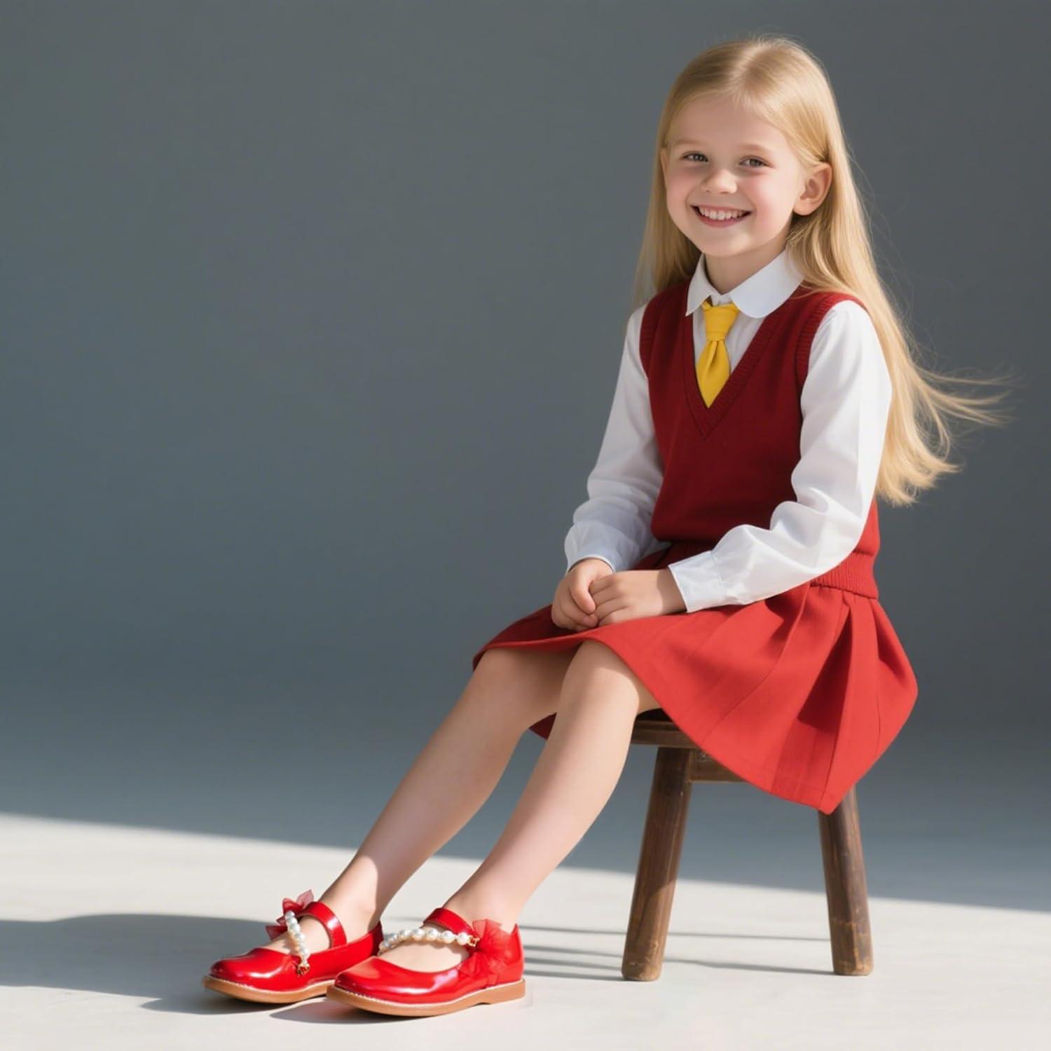 imageKiderence Toddler Little Girl Mary Jane Dress Shoes School Oxford for Girls FlatsCk507 Red