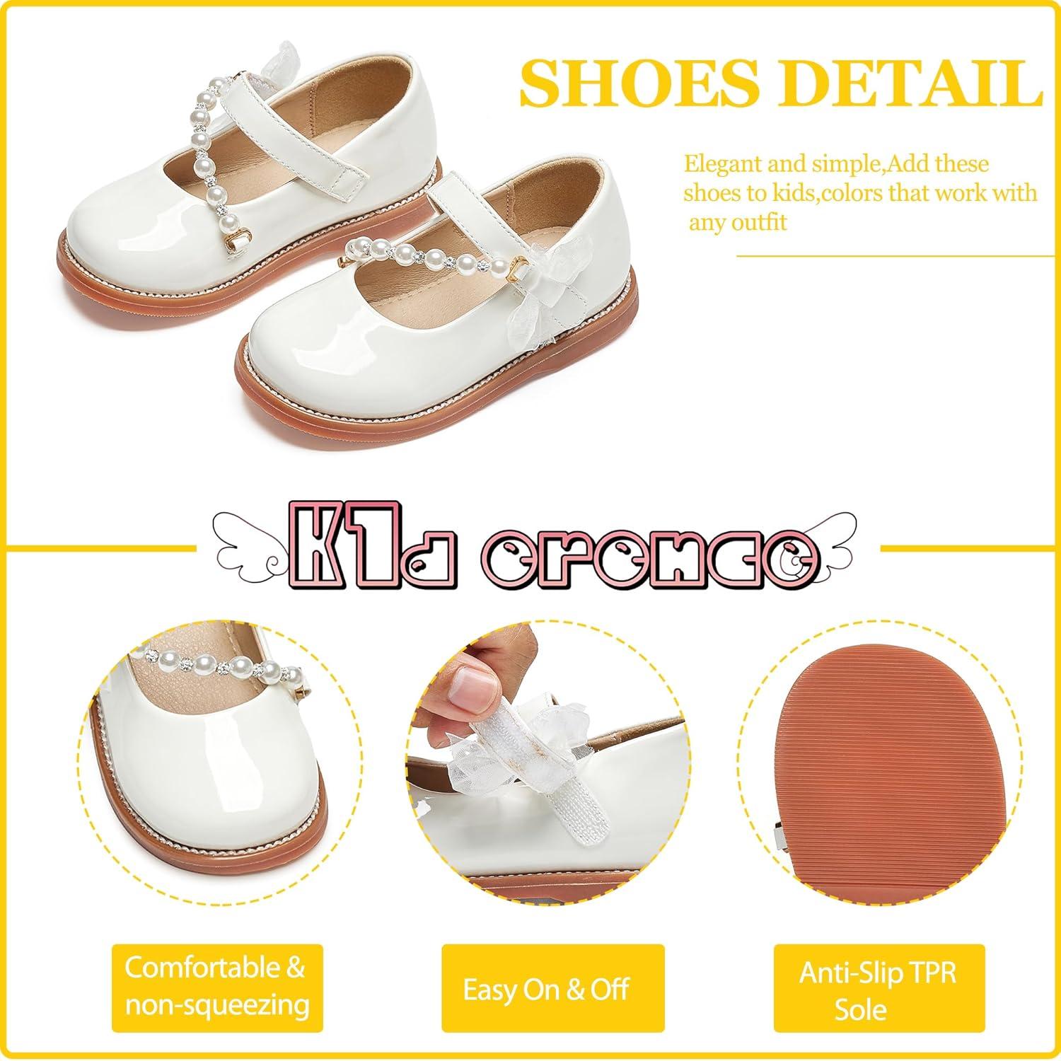 imageKiderence Toddler Little Girl Mary Jane Dress Shoes School Oxford for Girls FlatsCk507 White