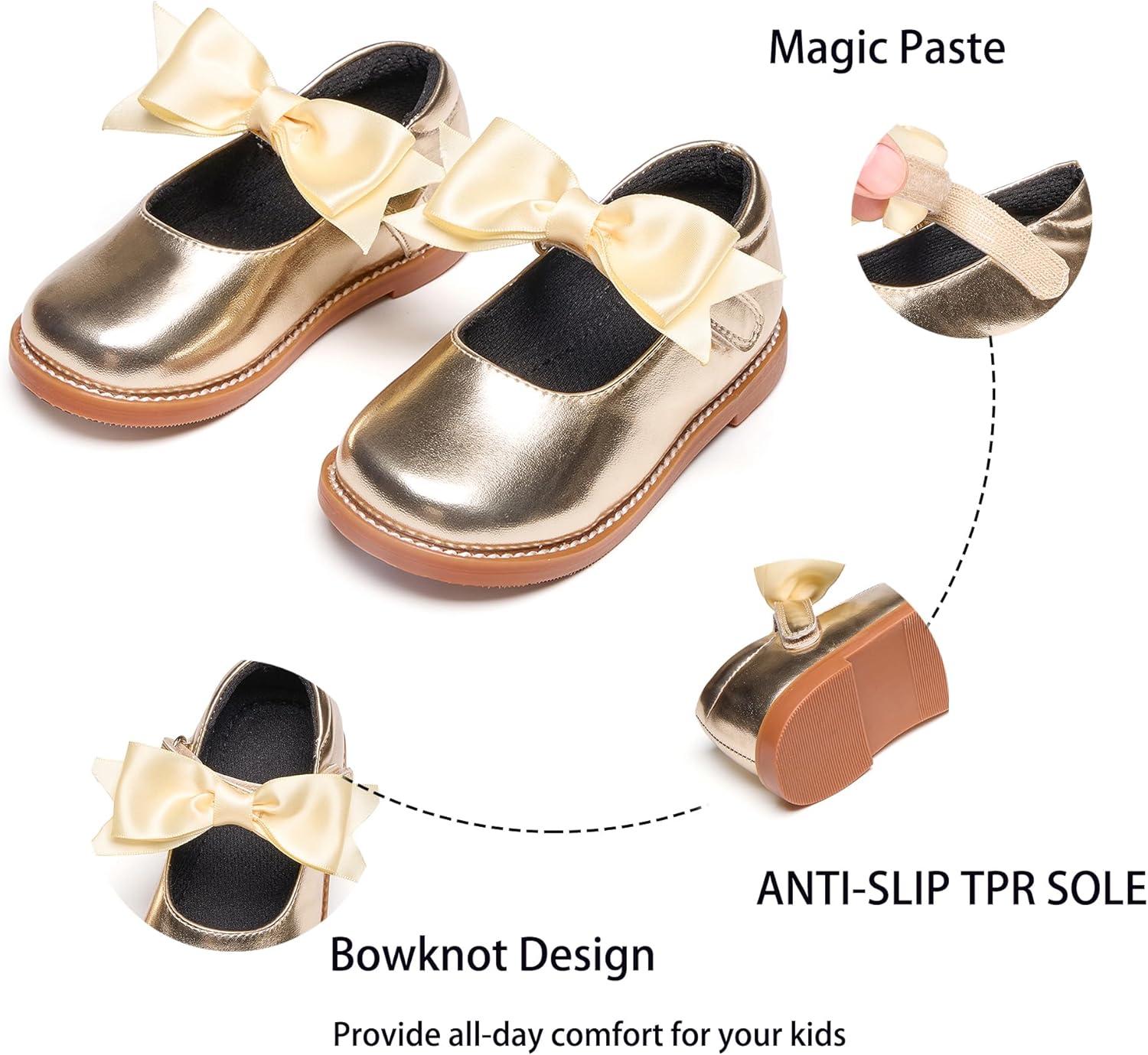 imageKiderence Toddler Little Girl Mary Jane Dress Shoes School Oxford for Girls FlatsF637 Gold