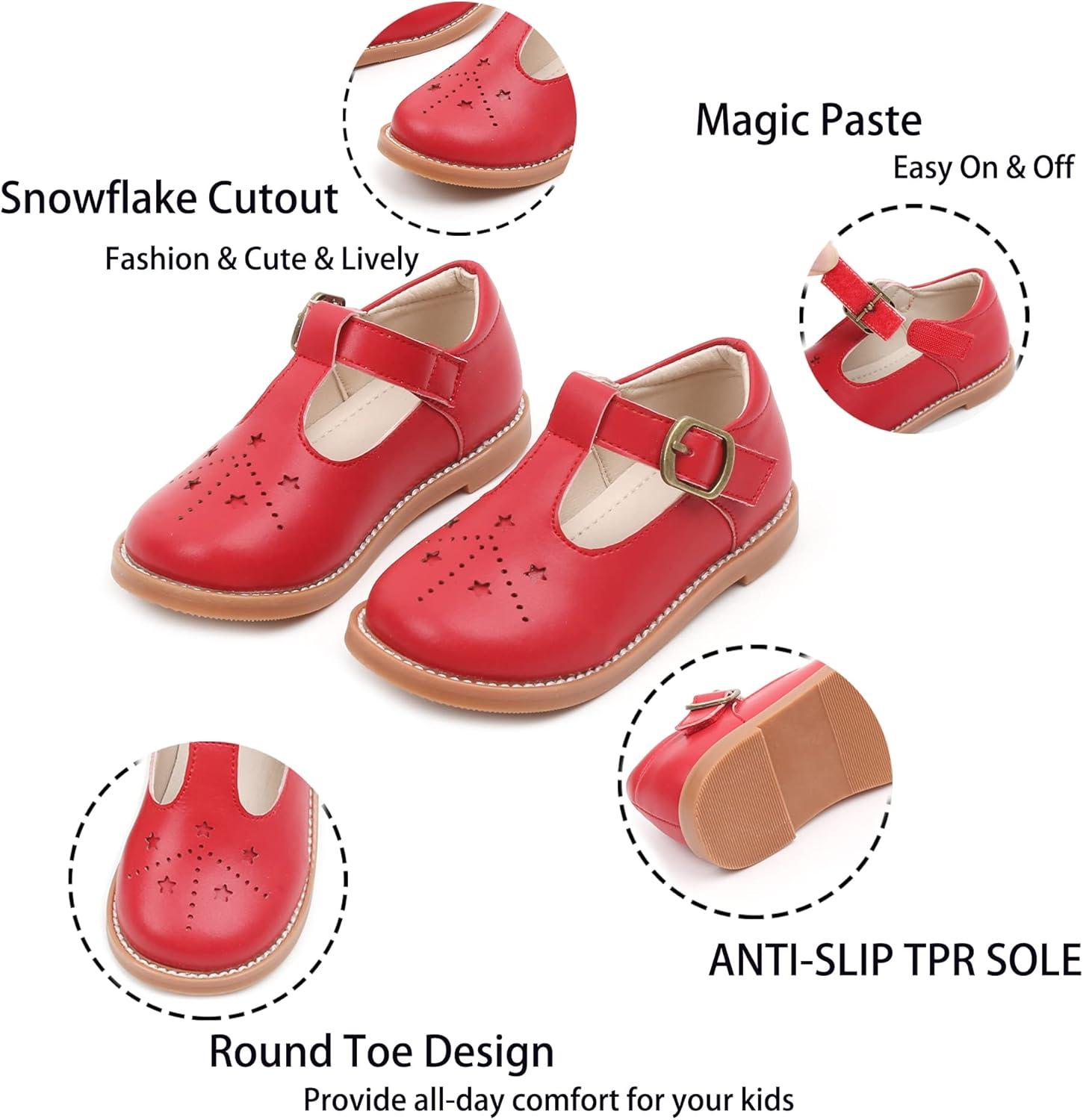 imageKiderence Toddler Little Girls Mary Jane Dress Shoes School Oxford for FlatsC X02 Red
