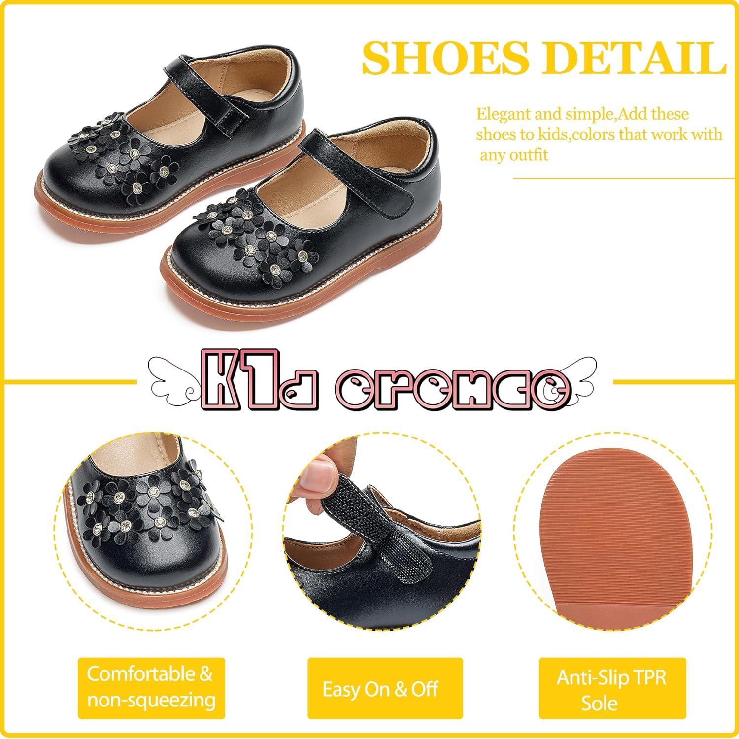 imageKiderence Toddler Little Girls Mary Jane Dress Shoes School Oxford for FlatsCk506 Black