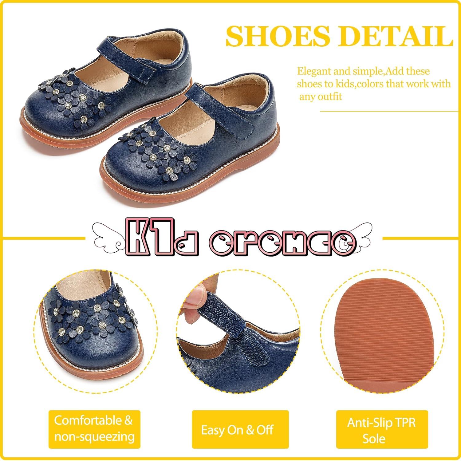 imageKiderence Toddler Little Girls Mary Jane Dress Shoes School Oxford for FlatsCk506 Navy Blue