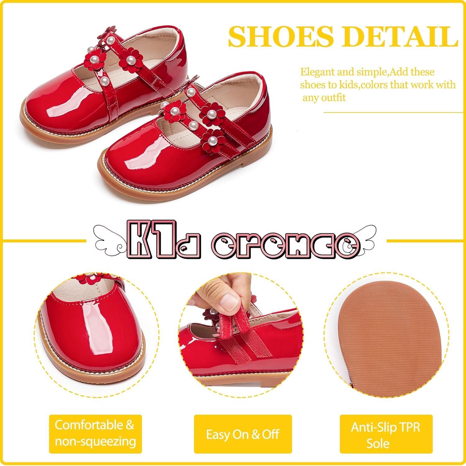 imageKiderence Toddler Little Girls Mary Jane Dress Shoes School Oxford for FlatsCk508 Red