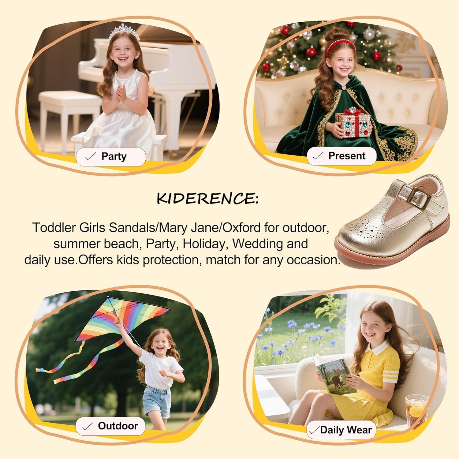 imageKiderence Toddler Little Girls Mary Jane Dress Shoes School Oxford for FlatsF646 Gold