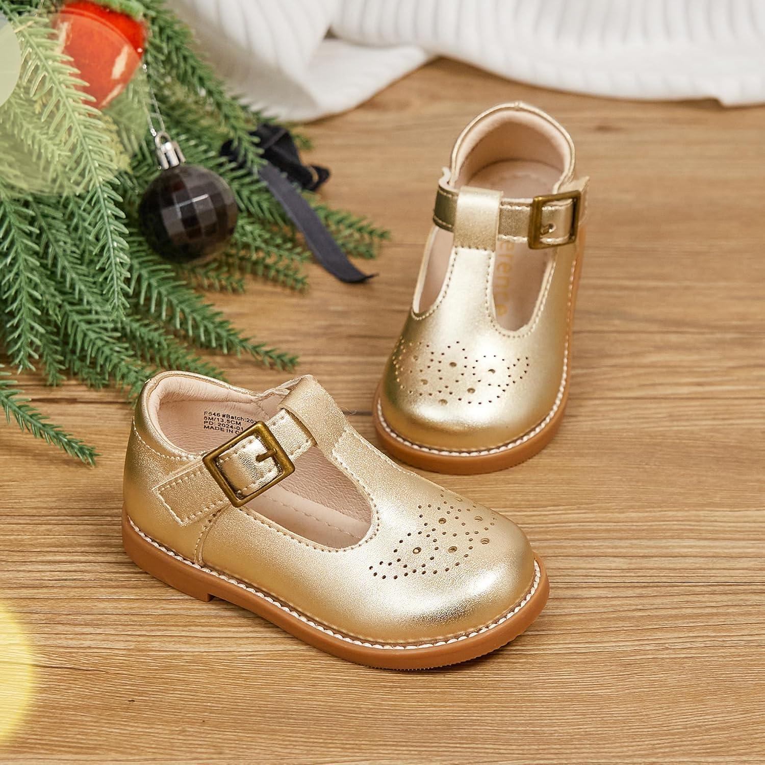 imageKiderence Toddler Little Girls Mary Jane Dress Shoes School Oxford for FlatsF646 Gold