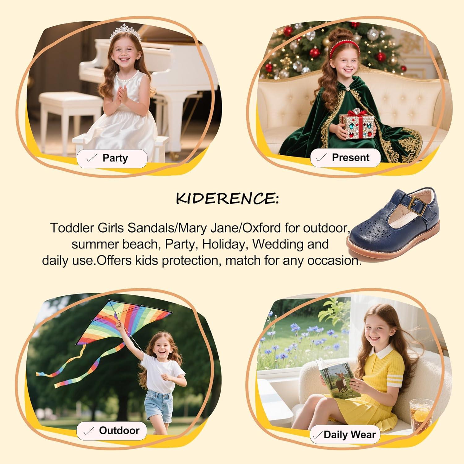 imageKiderence Toddler Little Girls Mary Jane Dress Shoes School Oxford for FlatsF646 Navy Blue