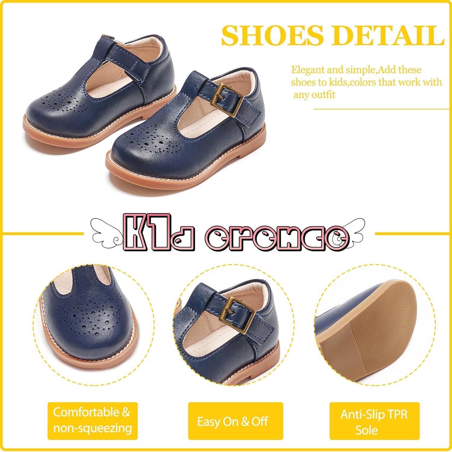 imageKiderence Toddler Little Girls Mary Jane Dress Shoes School Oxford for FlatsF646 Navy Blue