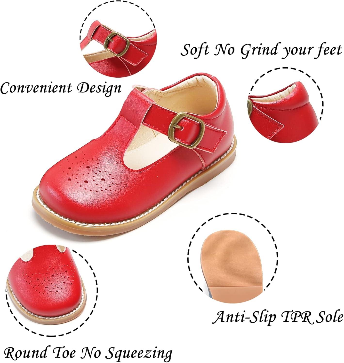 imageKiderence Toddler Little Girls Mary Jane Dress Shoes School Oxford for FlatsF646 Red