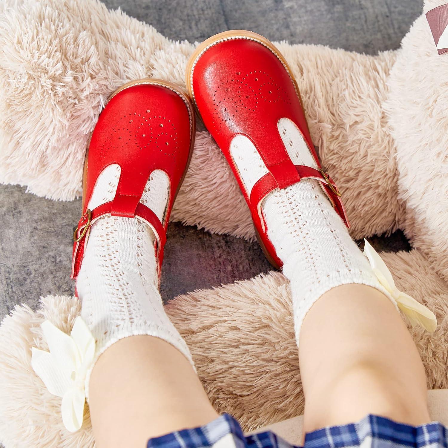 imageKiderence Toddler Little Girls Mary Jane Dress Shoes School Oxford for FlatsF646 Red