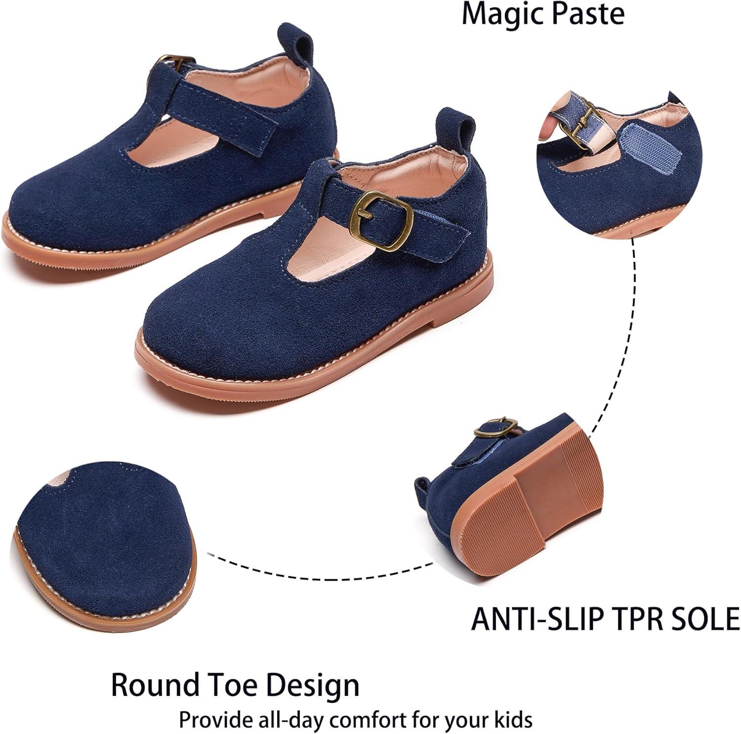 imageKiderence Toddler Little Girls Mary Jane Dress Shoes School Oxford for FlatsF655 Navy Blue