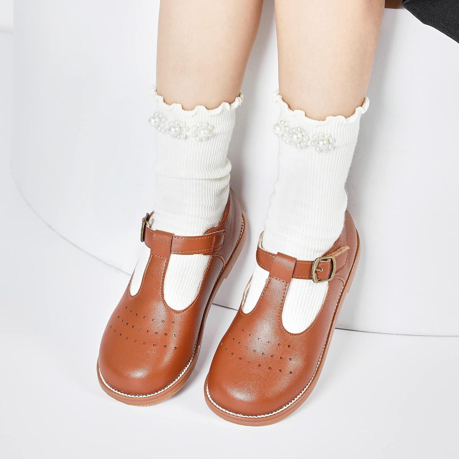 imageKiderence Toddler Little Girls Mary Jane Dress Shoes School Oxford for FlatsF672 Brown