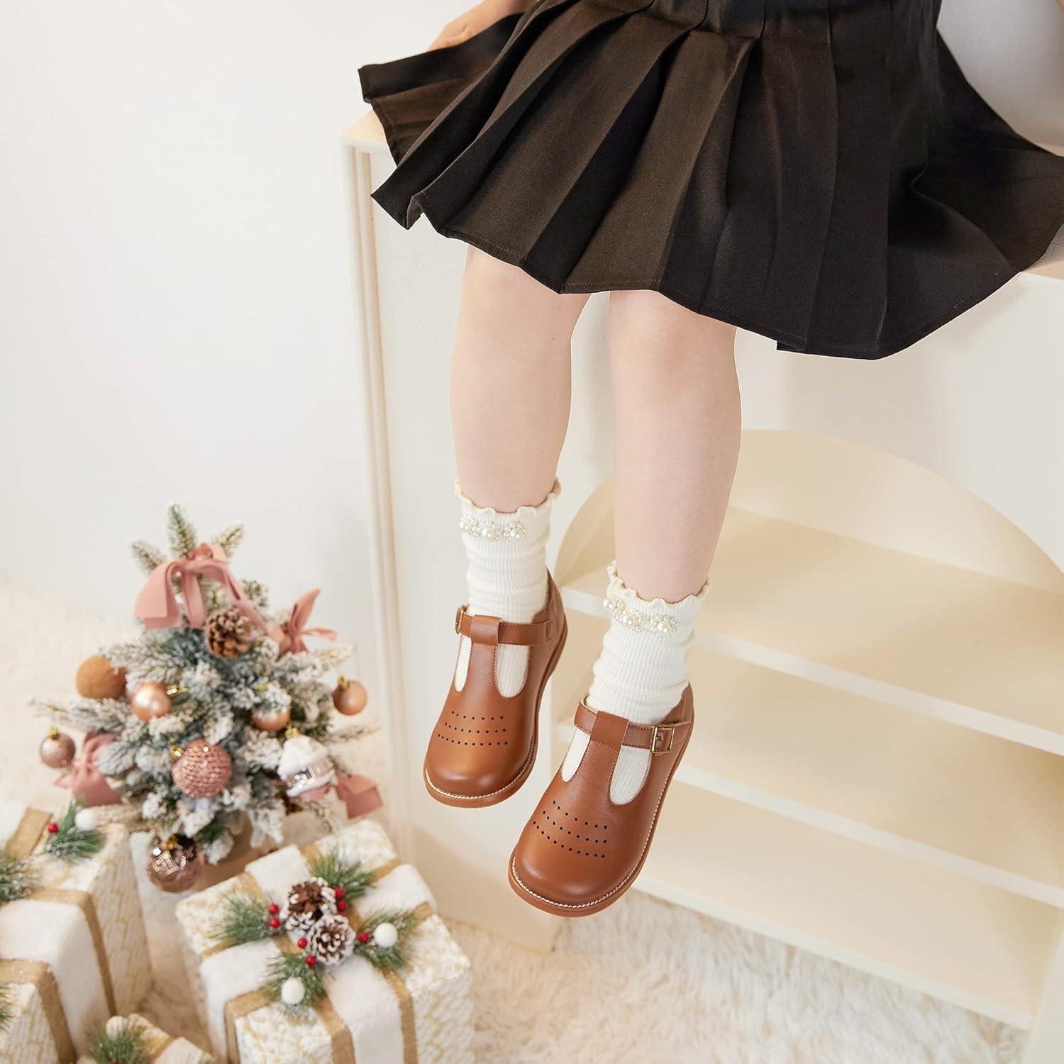 imageKiderence Toddler Little Girls Mary Jane Dress Shoes School Oxford for FlatsF672 Brown