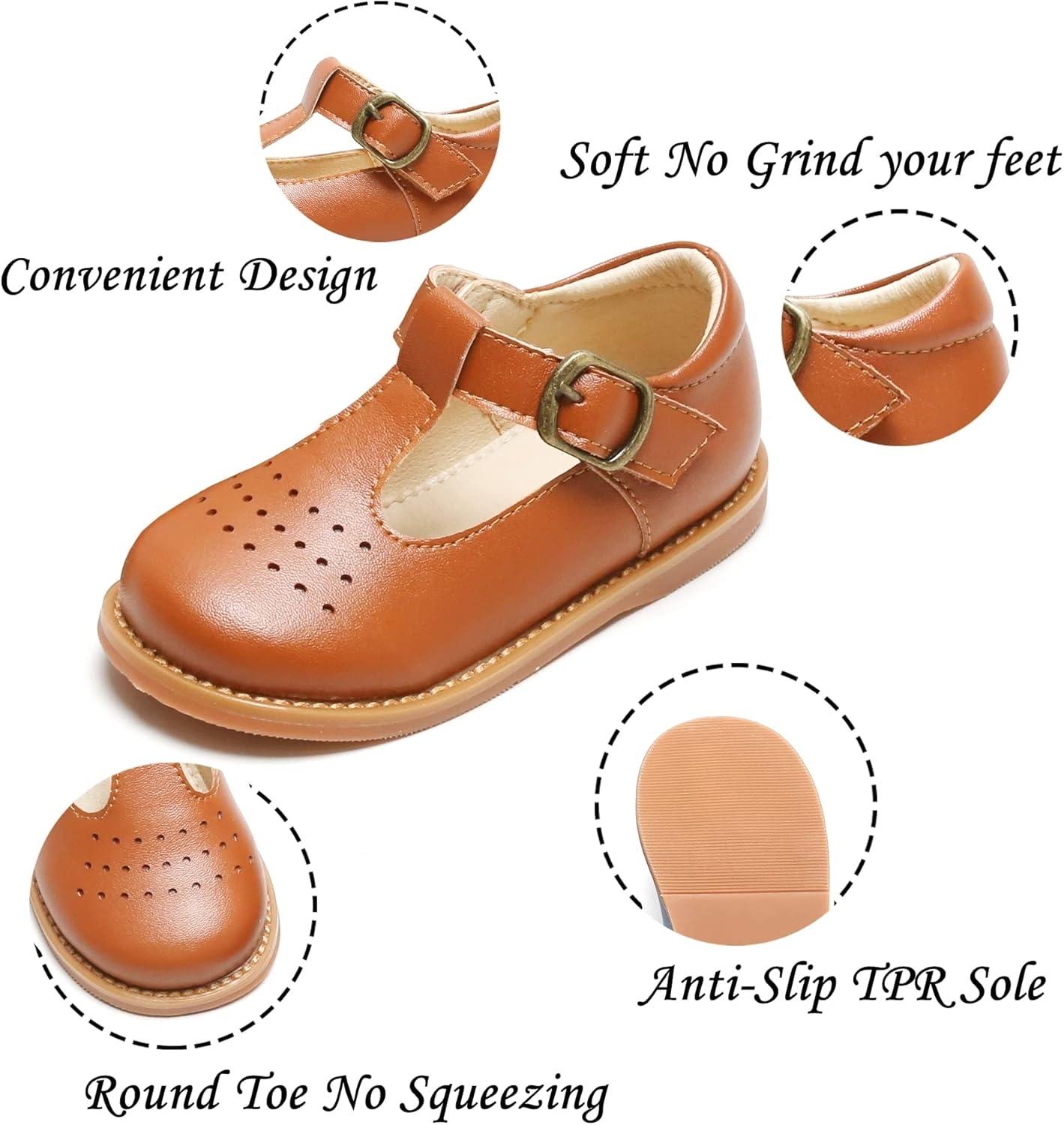 imageKiderence Toddler Little Girls Mary Jane Dress Shoes School Oxford for FlatsF672 Brown