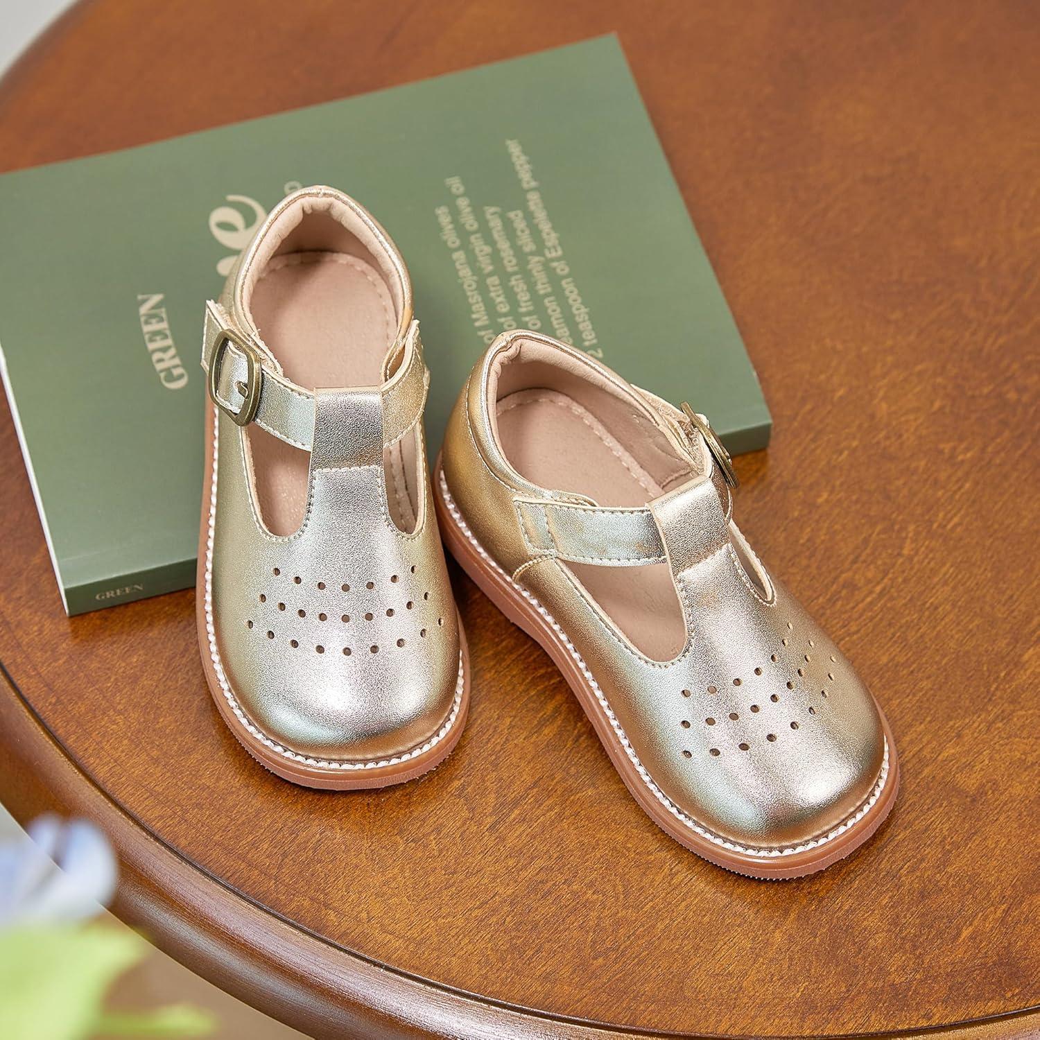 imageKiderence Toddler Little Girls Mary Jane Dress Shoes School Oxford for FlatsF672 Gold