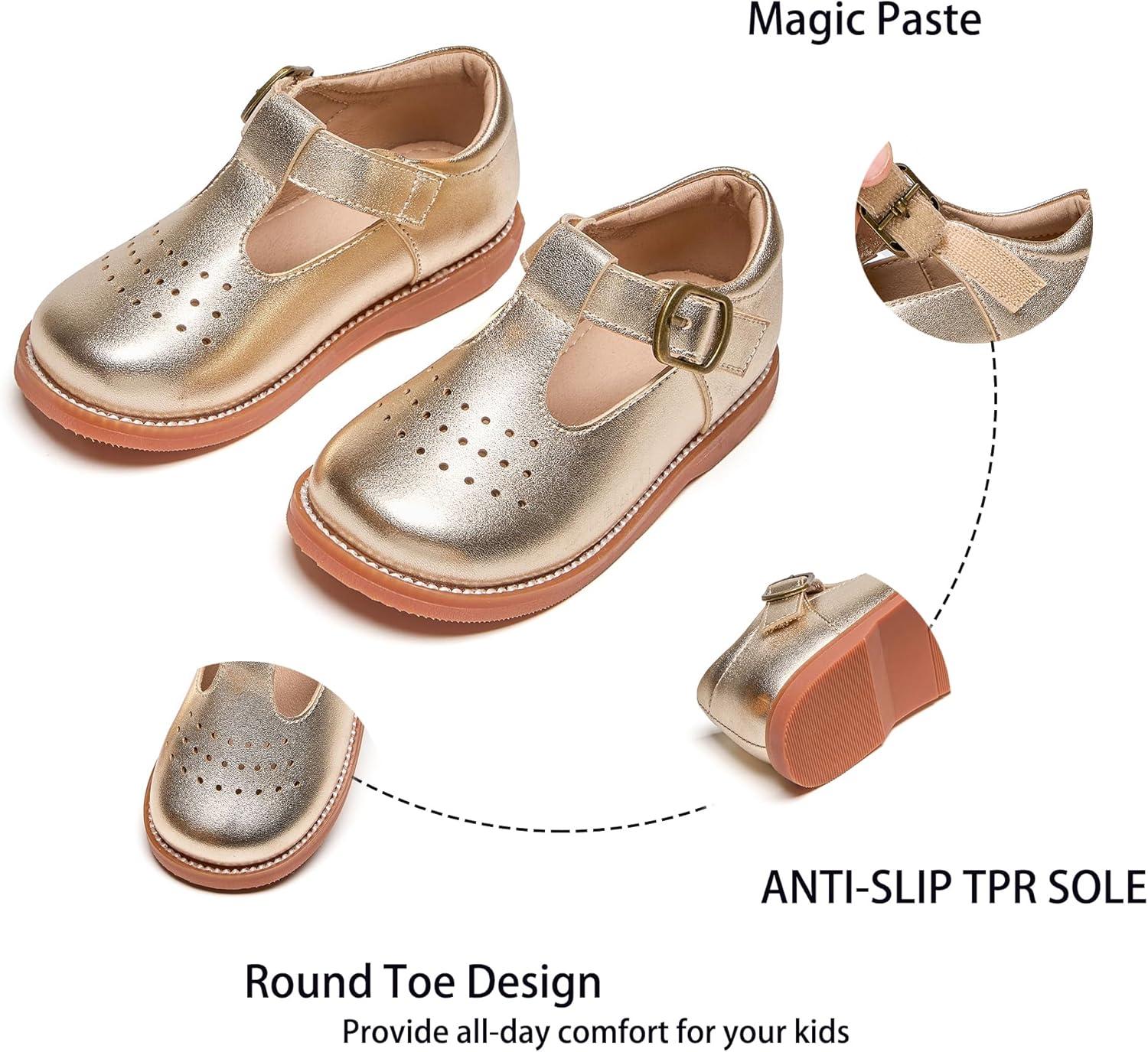 imageKiderence Toddler Little Girls Mary Jane Dress Shoes School Oxford for FlatsF672 Gold