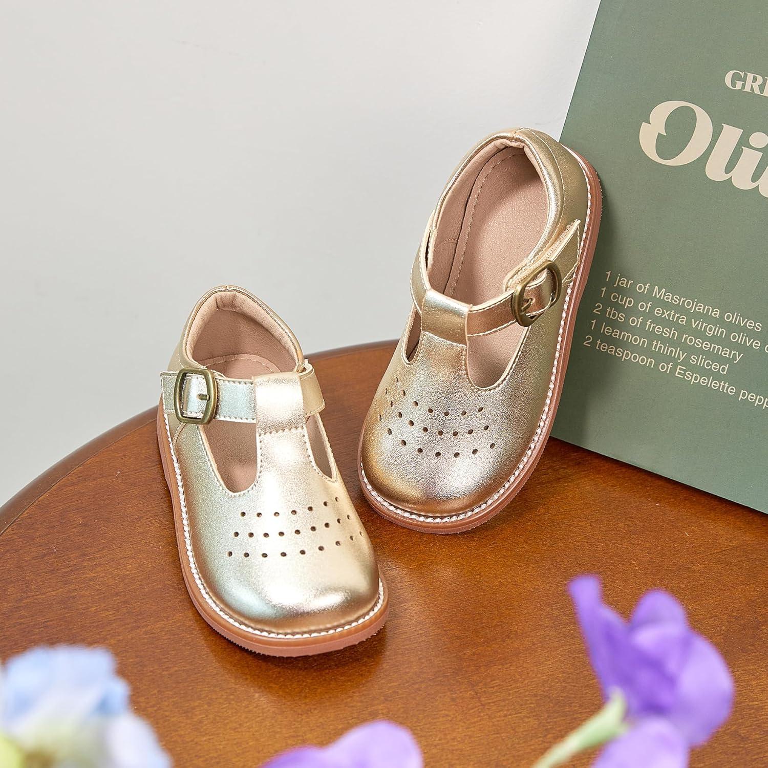 imageKiderence Toddler Little Girls Mary Jane Dress Shoes School Oxford for FlatsF672 Gold